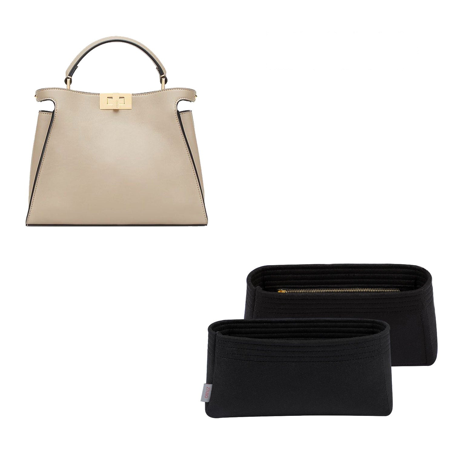 Θήκη Οργάνωσης Τσάντας για Fendi Peekaboo Essentially – Ένθετο από Πολυτελή Τσόχα με Φερμουάρ YKK