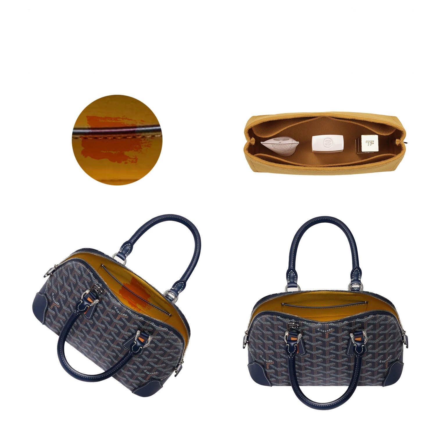 Organizador Premium para Bolsa Goyard Vendome Mini / PM – 3 Bolsos, Feltro Macio product image 4