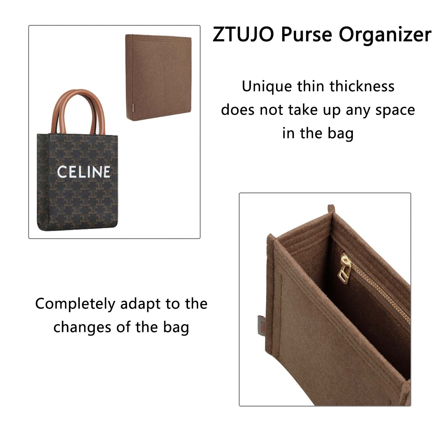 منظّم حقيبة فاخر لـ Celine Vertical Cabas Mini / Small – بني فاتح أو حسب الطلب product image 6
