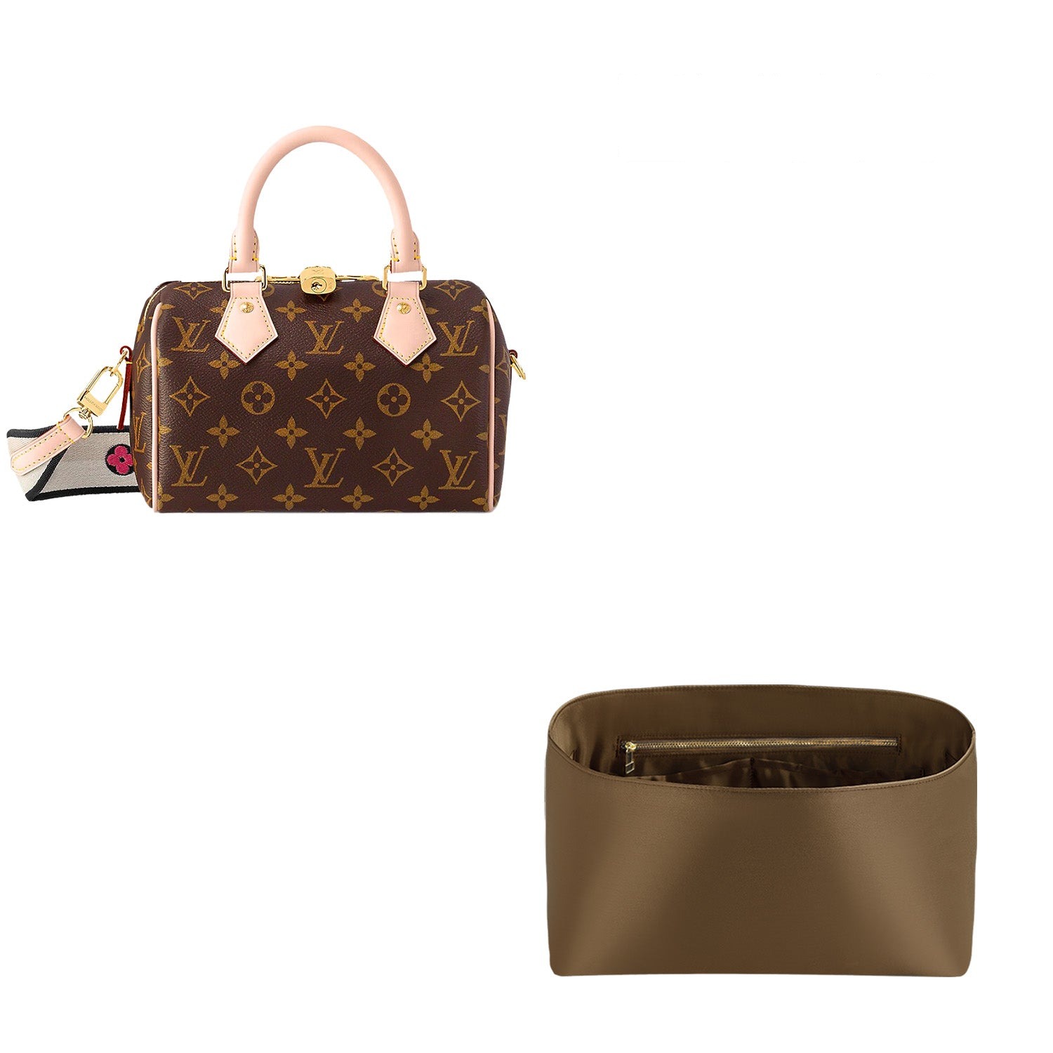 Organizador de bolsa em seda e cetim para LV Speedy Nano / 20 / 25 / 30 / 35