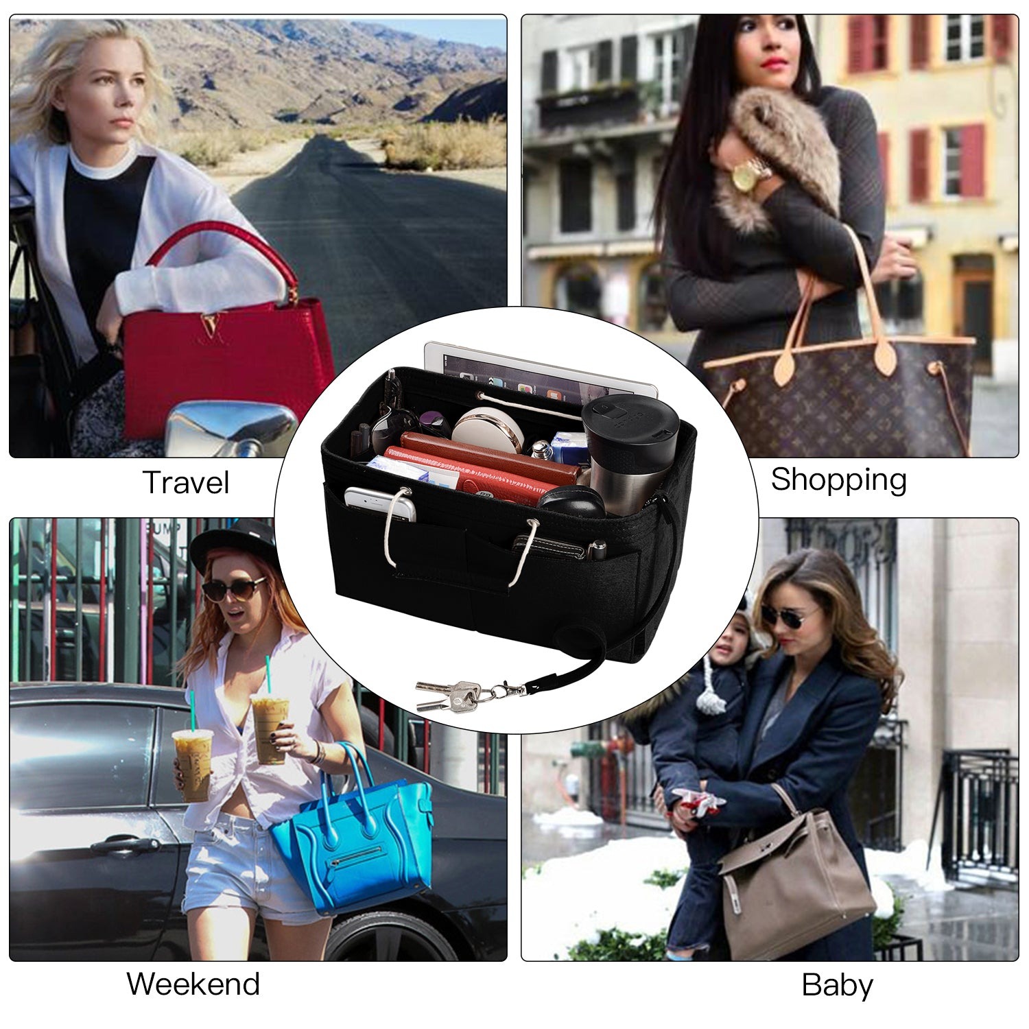 Organizer Tas Felt Multi-Saku dengan Gagang – Cocok untuk LV Speedy 30, 35 & Neverfull MM (Sedang/Besar) product image 21