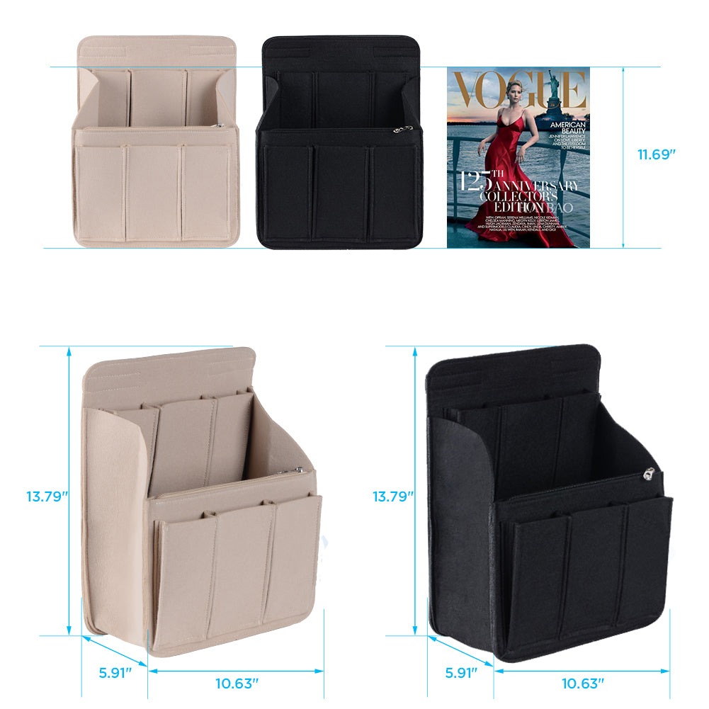 Organizador de bolso de fieltro para mochilas: compatible con bolsos redondos y cuadrados, en beige/gris/marrón/negro. product image 3