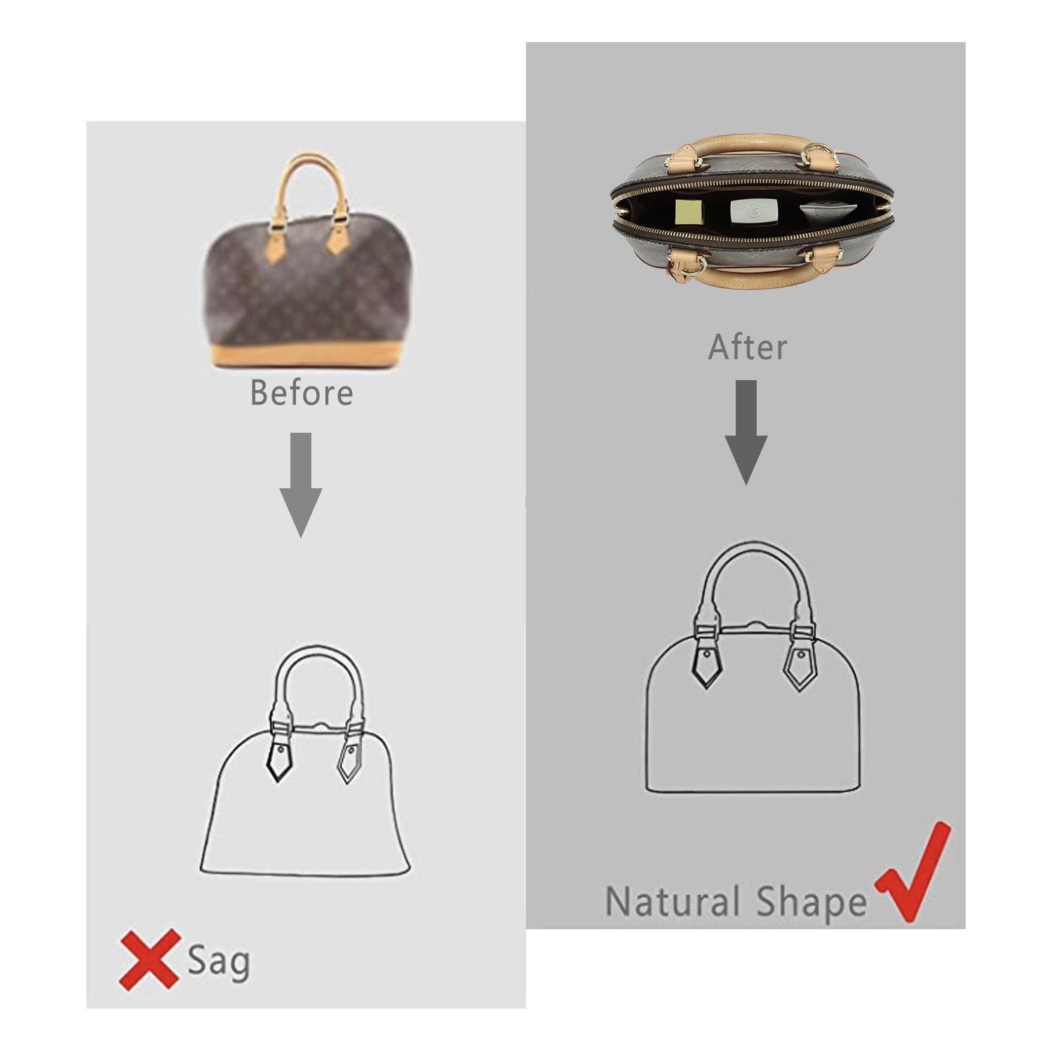Jedwabista wkładka organizująca do torebki dla Speedy, Neverfull, ONTHEGO Tote i innych – 8 kieszeni, 7 rozmiarów product image 26