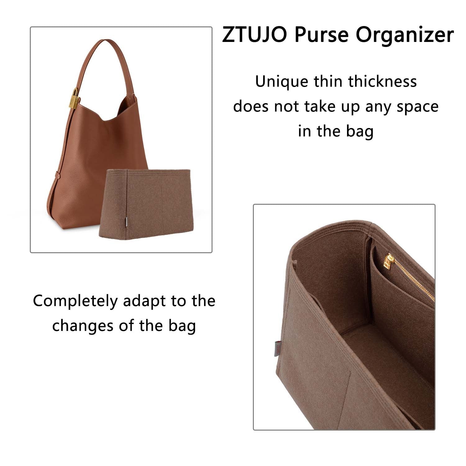Organizér do kabelky pro LV Low Key Hobo PM / MM – 5 kapes, zip YKK detail image 5