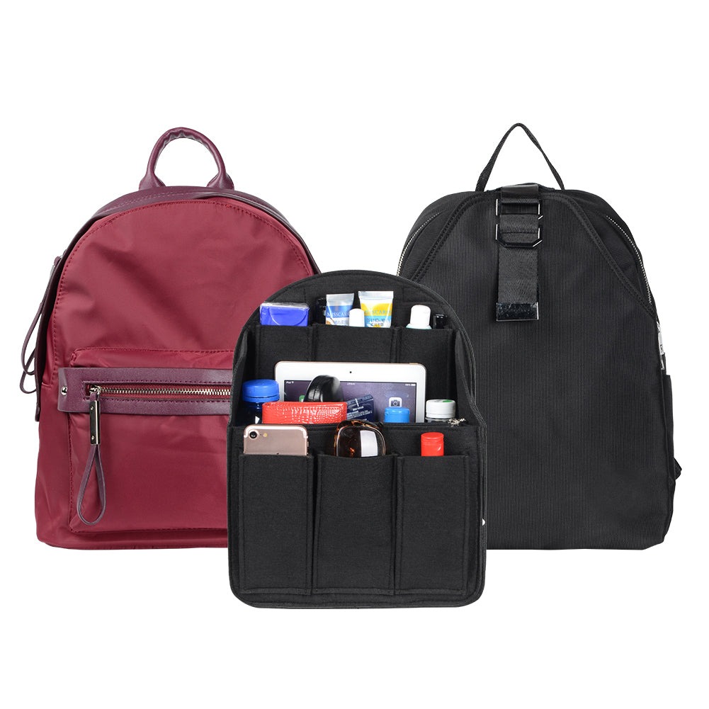 Organizador de bolso de fieltro para mochilas: compatible con bolsos redondos y cuadrados, en beige/gris/marrón/negro. product image 18