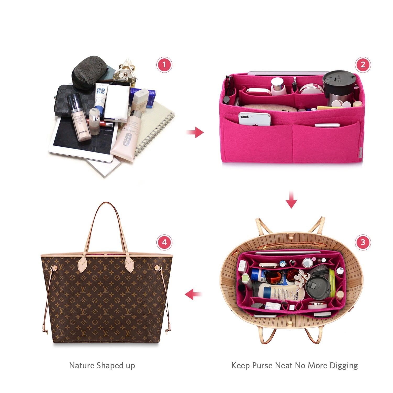 Organisateur de sac à main en feutre – Très grande taille (Convient au Speedy 40 / Neverfull GM) product image 69