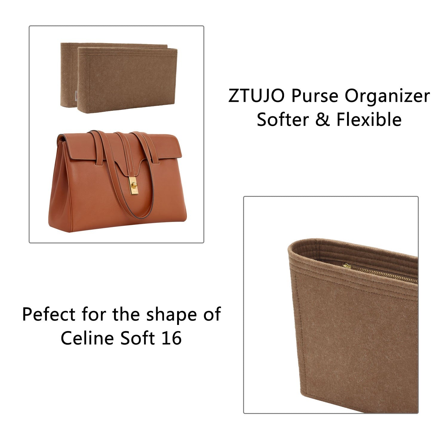 منظم حقيبة فاخر لـ Celine Soft 16 متوسط / كبير – 6 جيوب، سحاب YKK product image 6