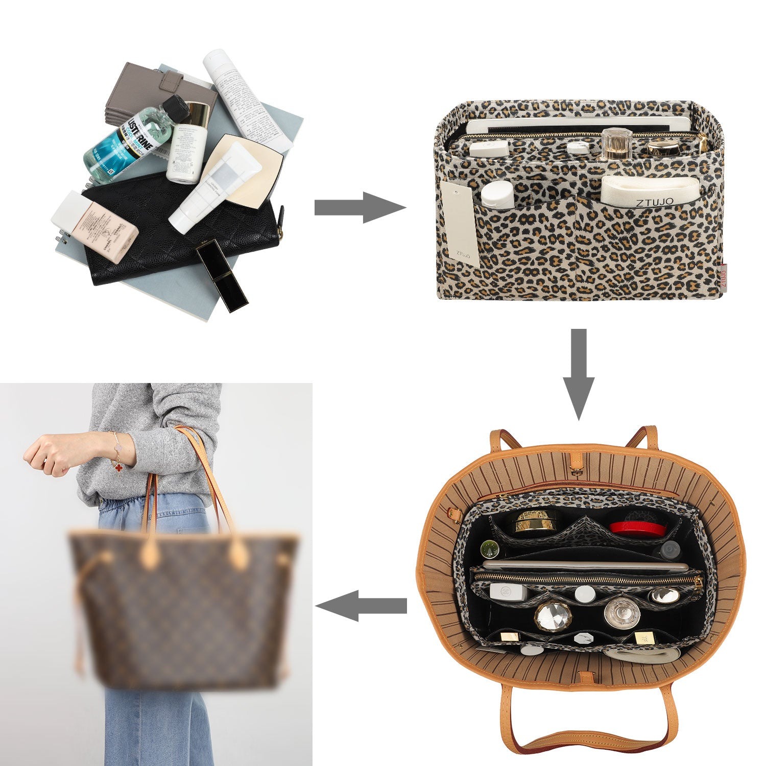 Organizador para Bolsa LV Speedy Neverfull Tote – 6 Tamanhos, Insert de Feltro para Bolsa com Zíper product image 86