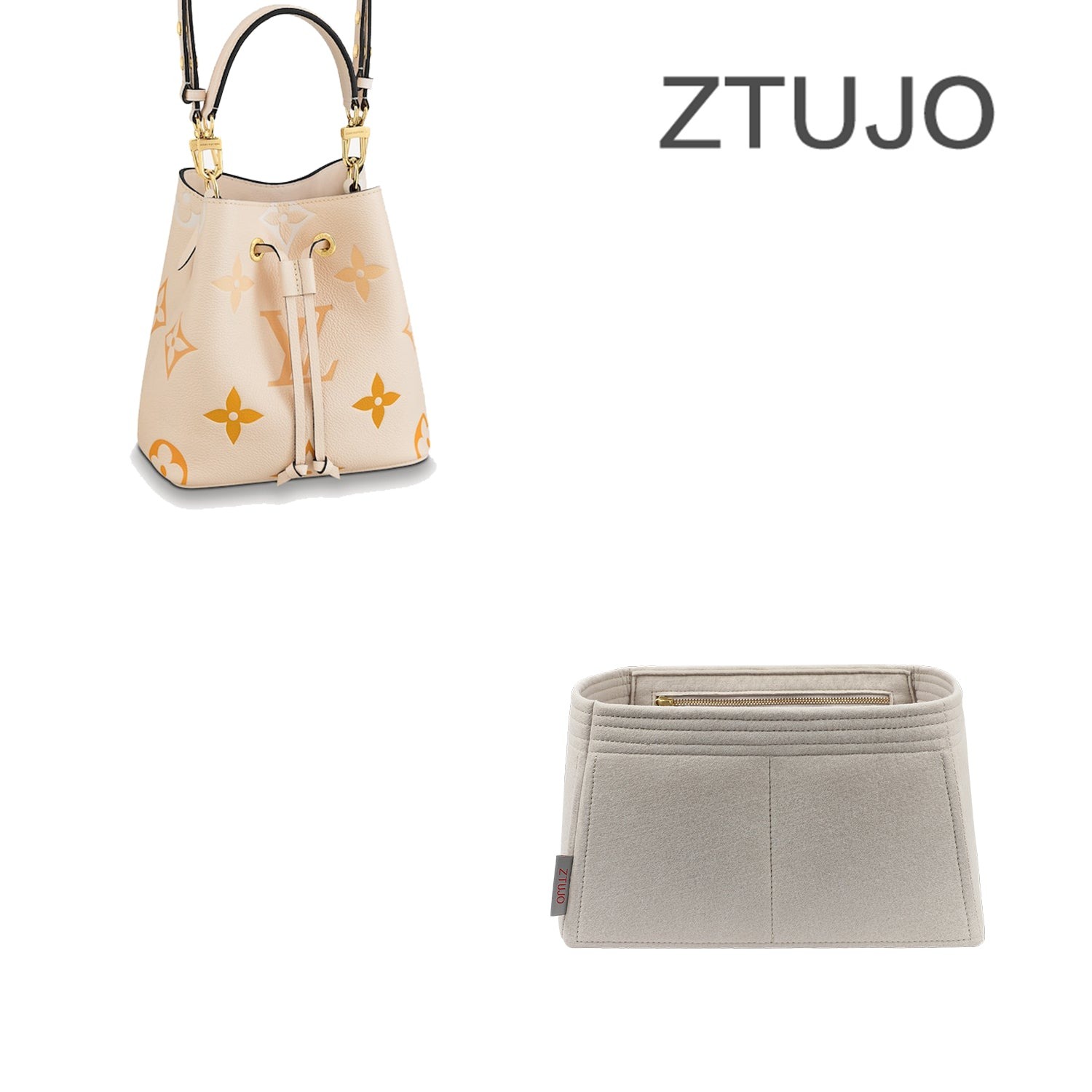 Penyusun Beg untuk LV NeoNoe – Sisipan Felt 6 Poket, Kelabu Hangat atau Warna Tersuai product image 2