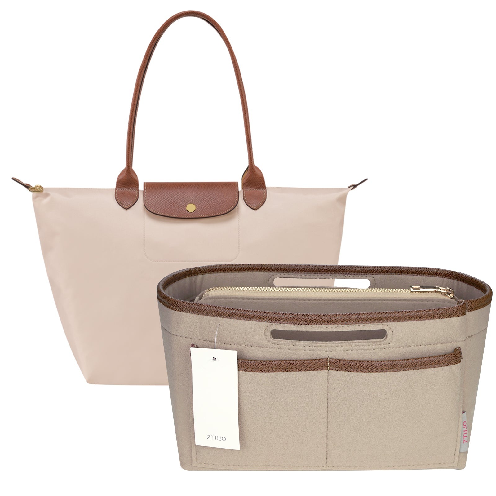 Handtaschen-Organizer-Einsatz für Tote Bags – Filz-Tasche-in-Tasche kompatibel mit Longchamp Le Pliage, Neverfull, Speedy und mehr detail image 5