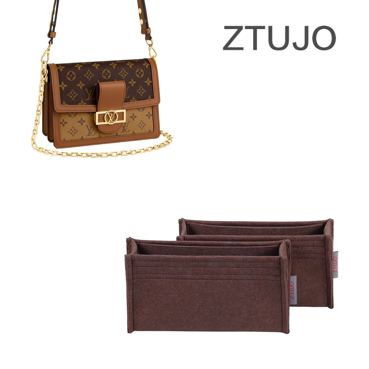 Premium organizér do kabelky pro LV Dauphine Mini / Medium – 2 kapsy, měkký filc product image 2