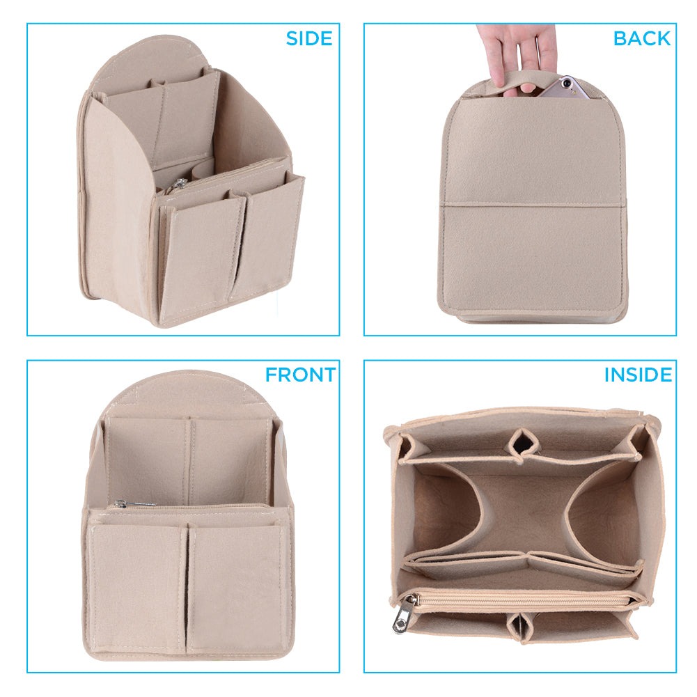 Organizador de bolso de fieltro para mochilas: compatible con bolsos redondos y cuadrados, en beige/gris/marrón/negro. product image 50
