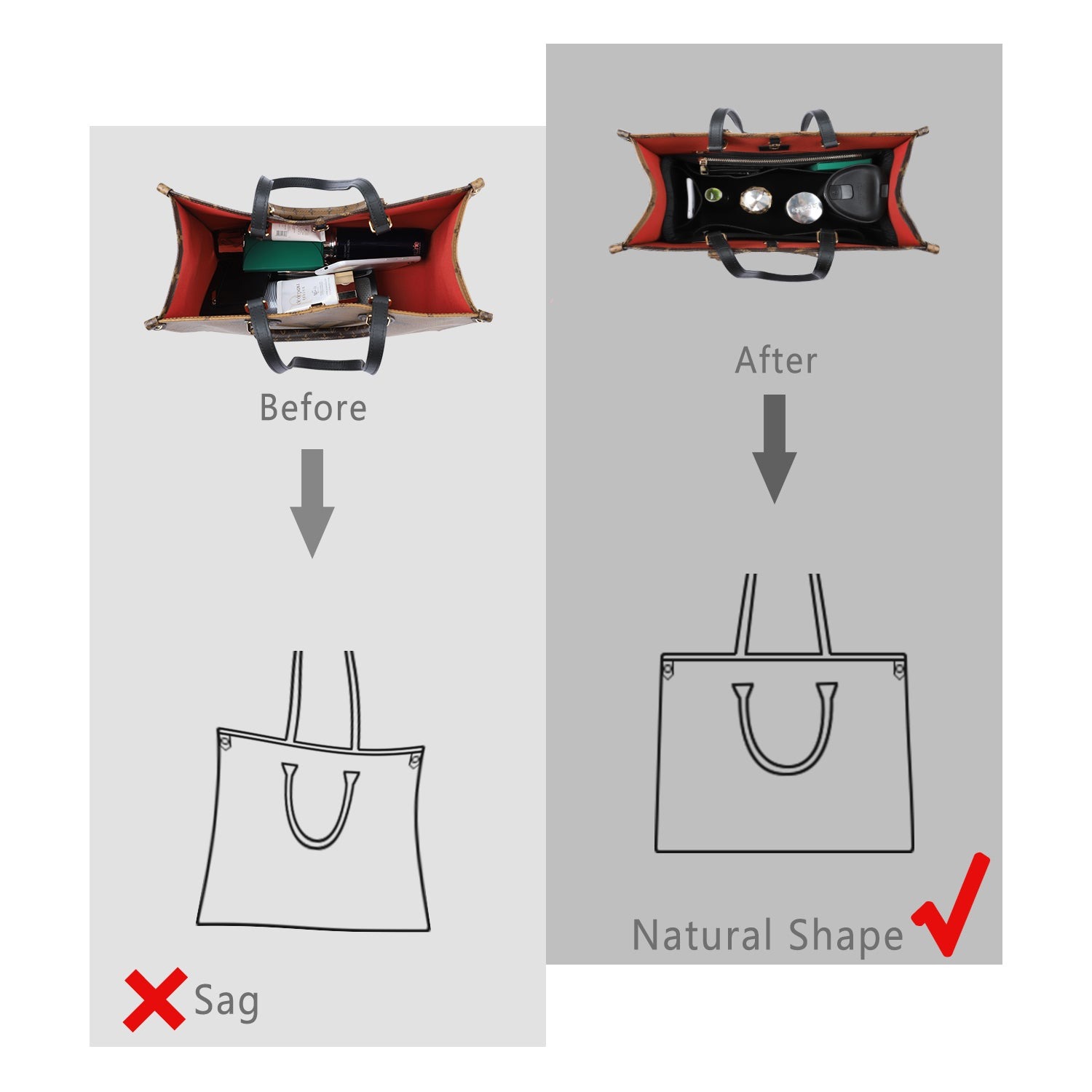 Handtaschen-Organizer-Einsatz – Passend für Speedy, Neverfull, Tote, ONTHEGO, Artsy und mehr product image 19