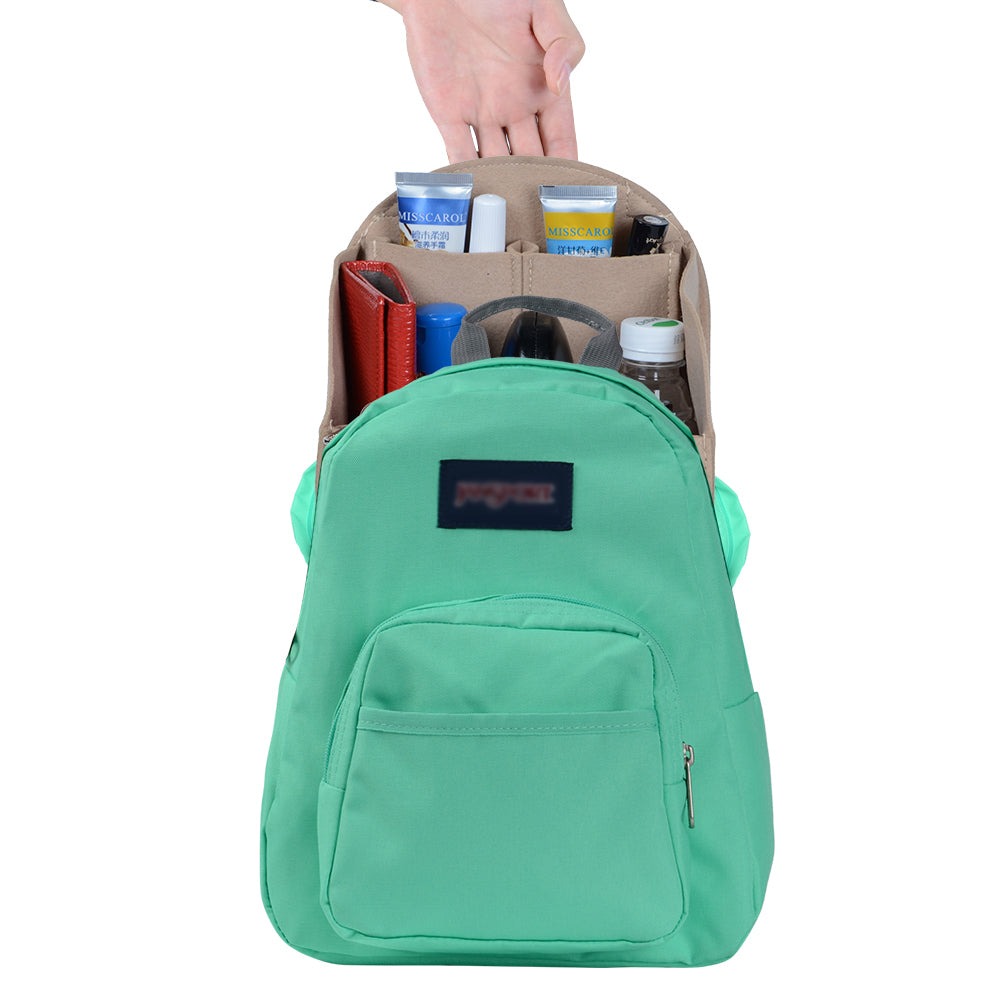 Organizador de bolso de fieltro para mochilas: compatible con bolsos redondos y cuadrados, en beige/gris/marrón/negro. product image 51