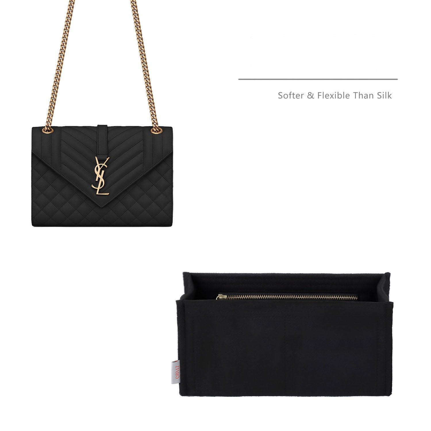 YSL 信封包 WOC / 小号 / 中号 / 大号 专用高端收纳内胆包 – 柔软毛毡，YKK 拉链