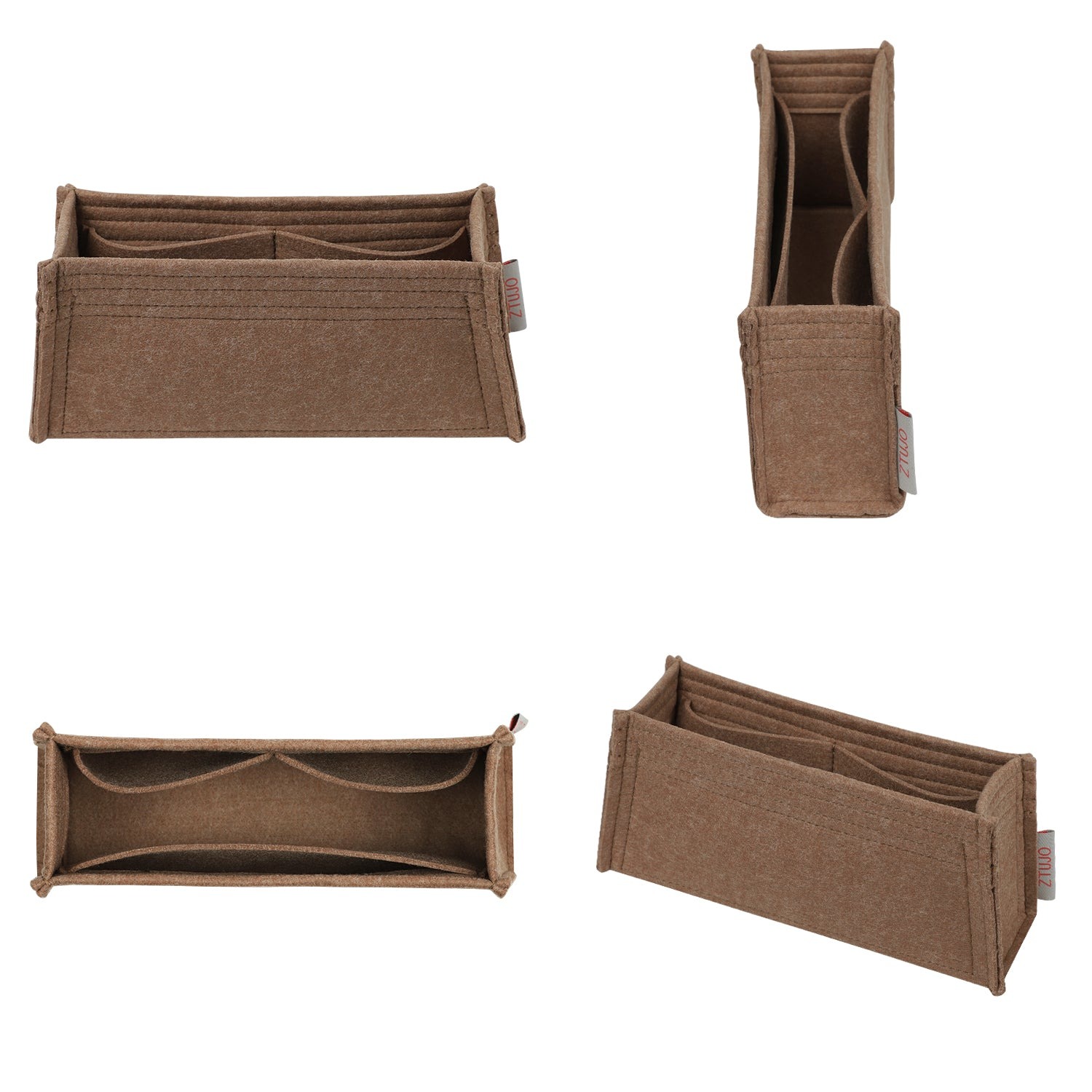 INNERBAG กระเป๋าใส่ของในกระเป๋า สำหรับ Hermes Danse / Pochette / Kelly Mini II – 4 ช่อง สีน้ำตาลอ่อน ดำ สั่งทำพิเศษ product image 2