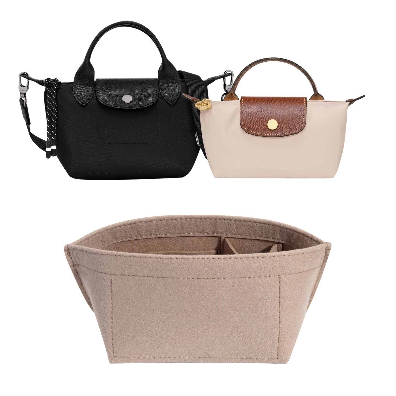 Vložka do kabelky organizer pro kabelku Longchamp Le Pliage Mini a Xtra XS, pouzdro Xtra XS detail image 2