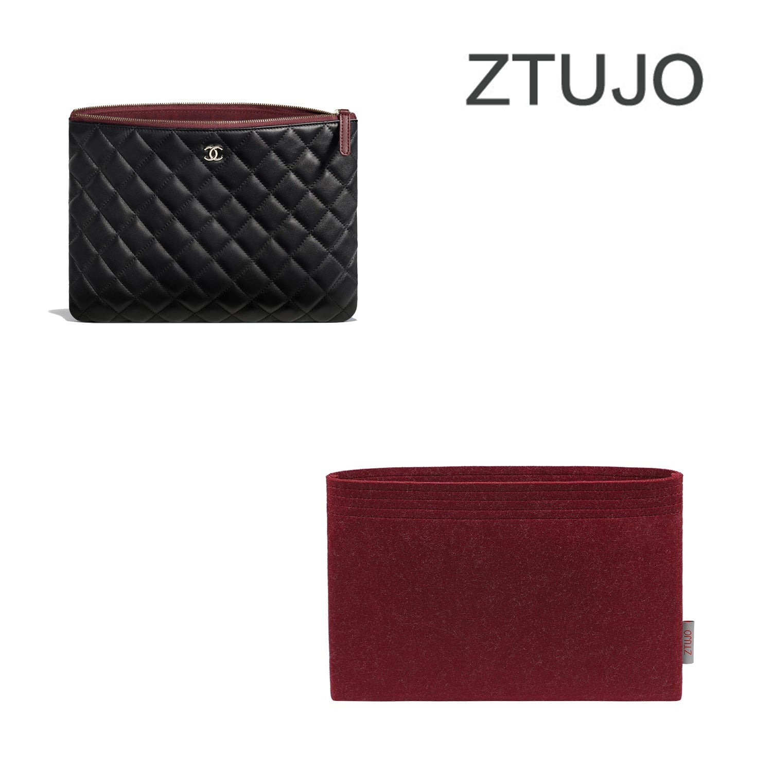 Prémium táska szervező Chanel Classic Pouch 20 / 27 / 35 méretekhez – Borvörös vagy egyedi színben