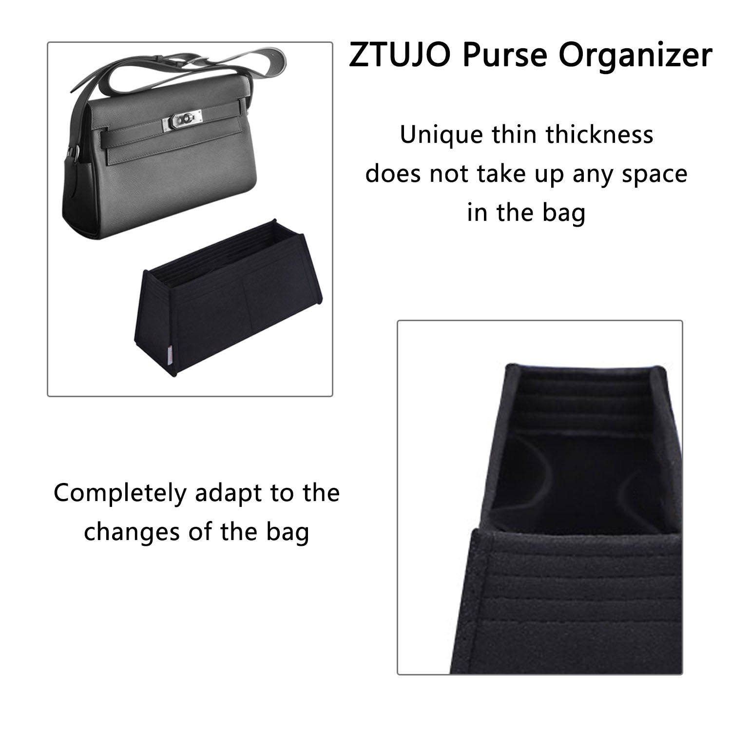 Organizator premium pentru poșetă, compatibil cu Hermes Kelly Messenger PM (25 cm) / GM (32 cm) product image 6