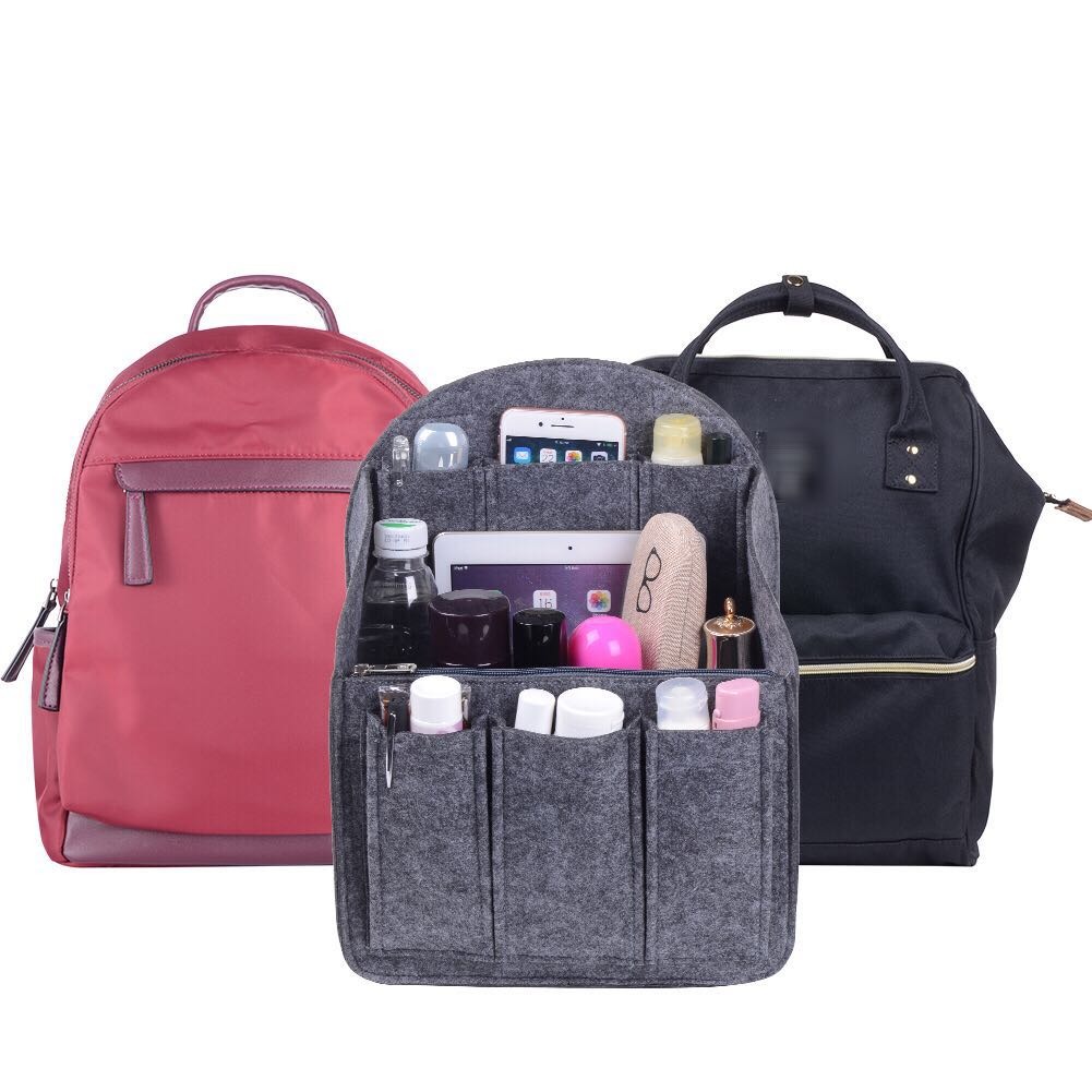Organizador de bolso de fieltro para mochilas: compatible con bolsos redondos y cuadrados, en beige/gris/marrón/negro. product image 39
