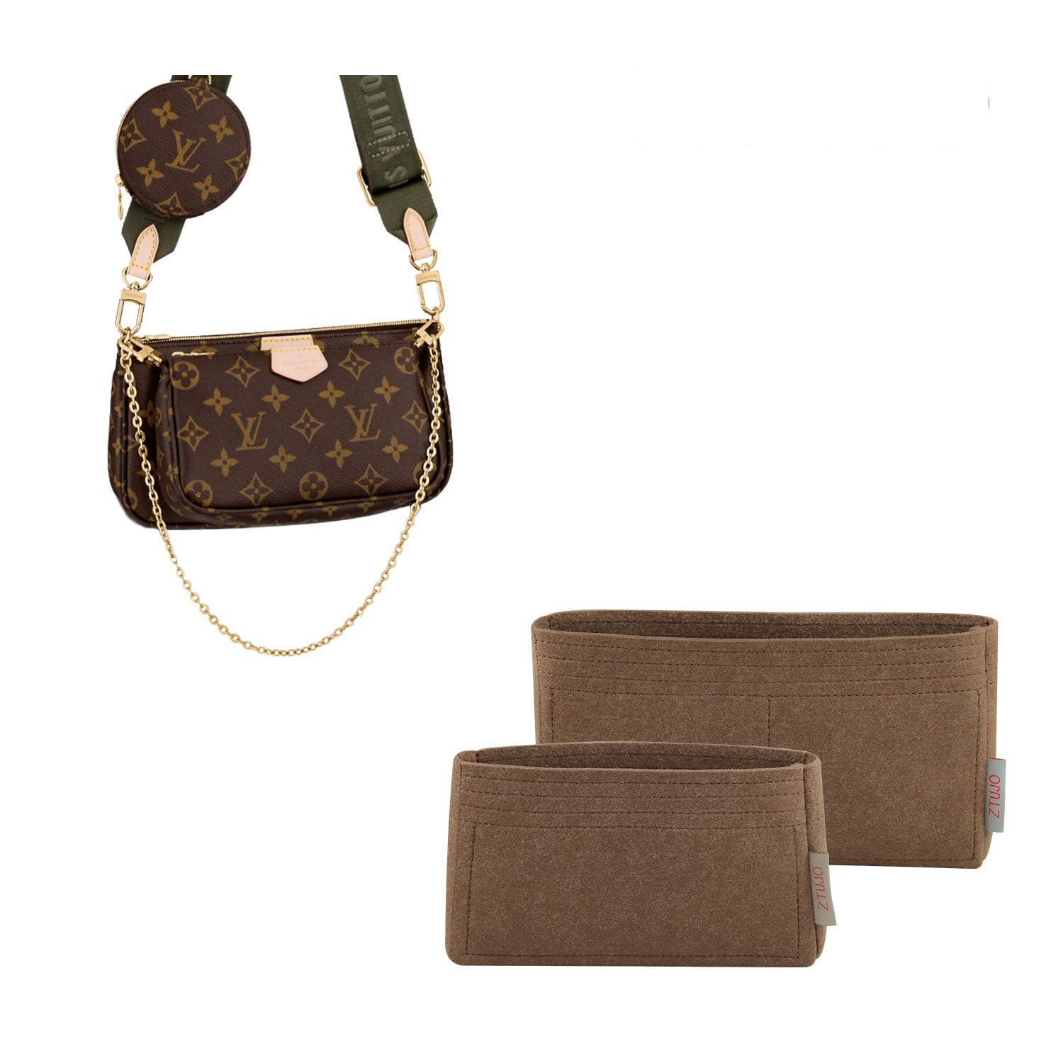 Fickorganisatör för LV Multi Pochette – Premiumfiltinsats med 4 fickor