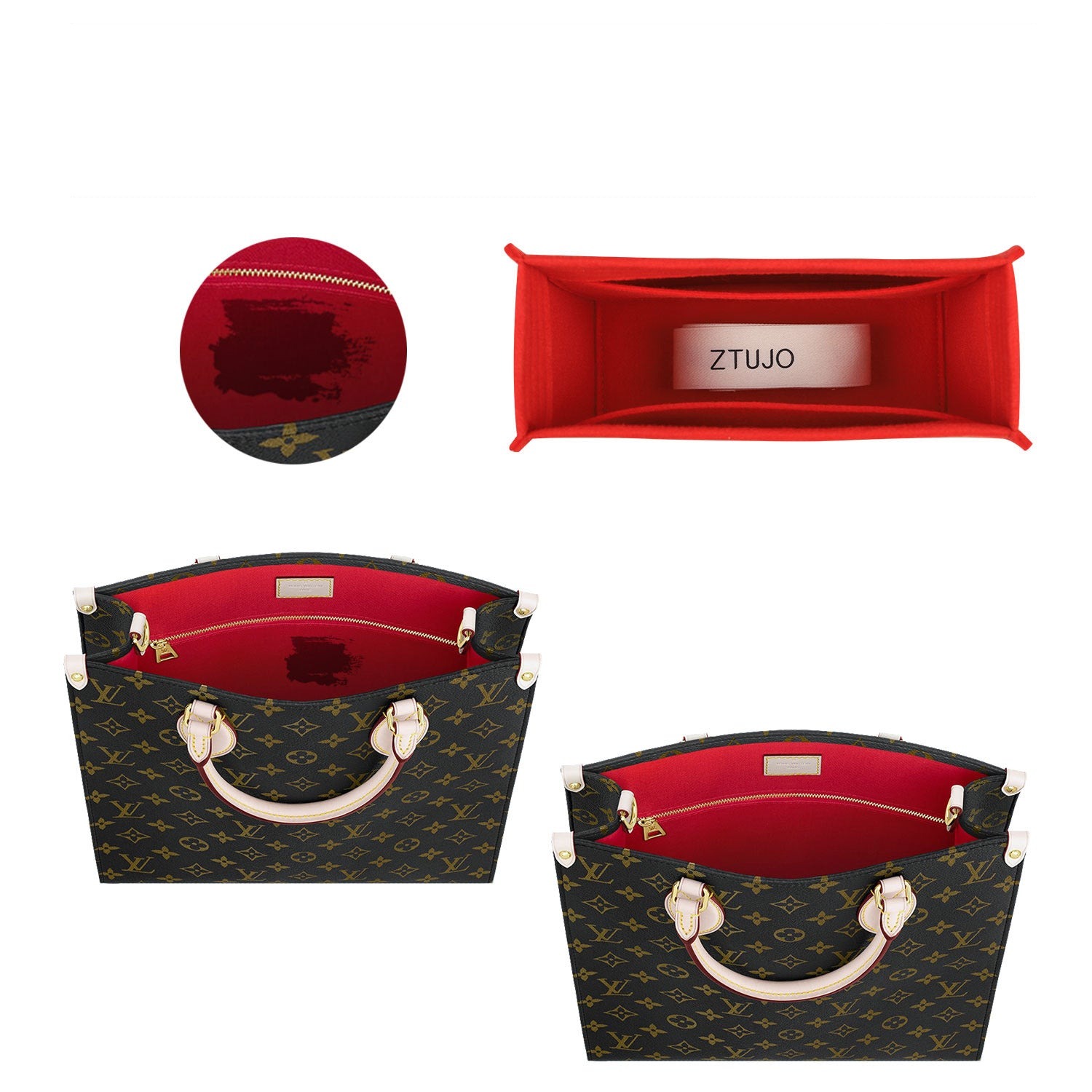 Vložka do kabelky pro LV Petit Sac Plat, LV Sac Plat BB / PM – Prémiová plstěná vložka detail image 4