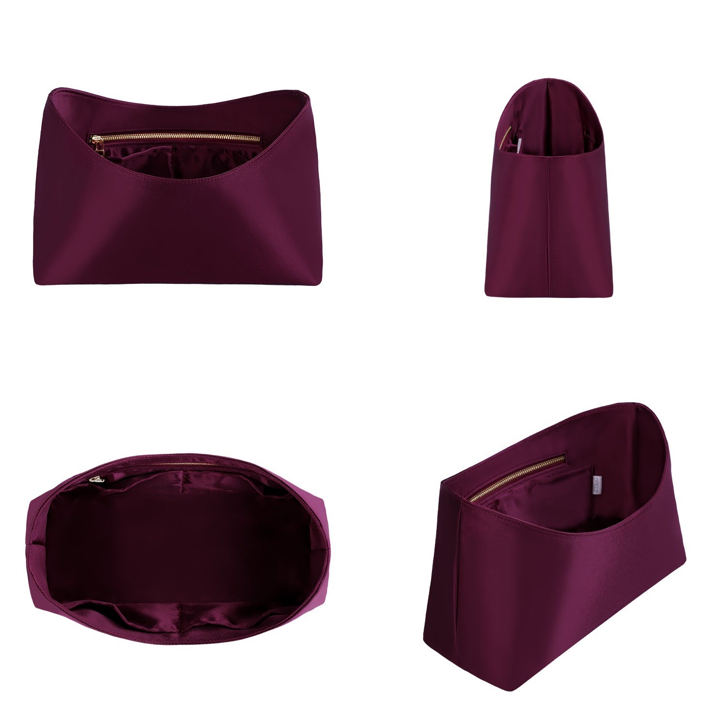Organizér do kabelky pro LV Carryall BB / PM / MM – hedvábí a satén, 5 kapes, vínově červená / na míru detail image 3