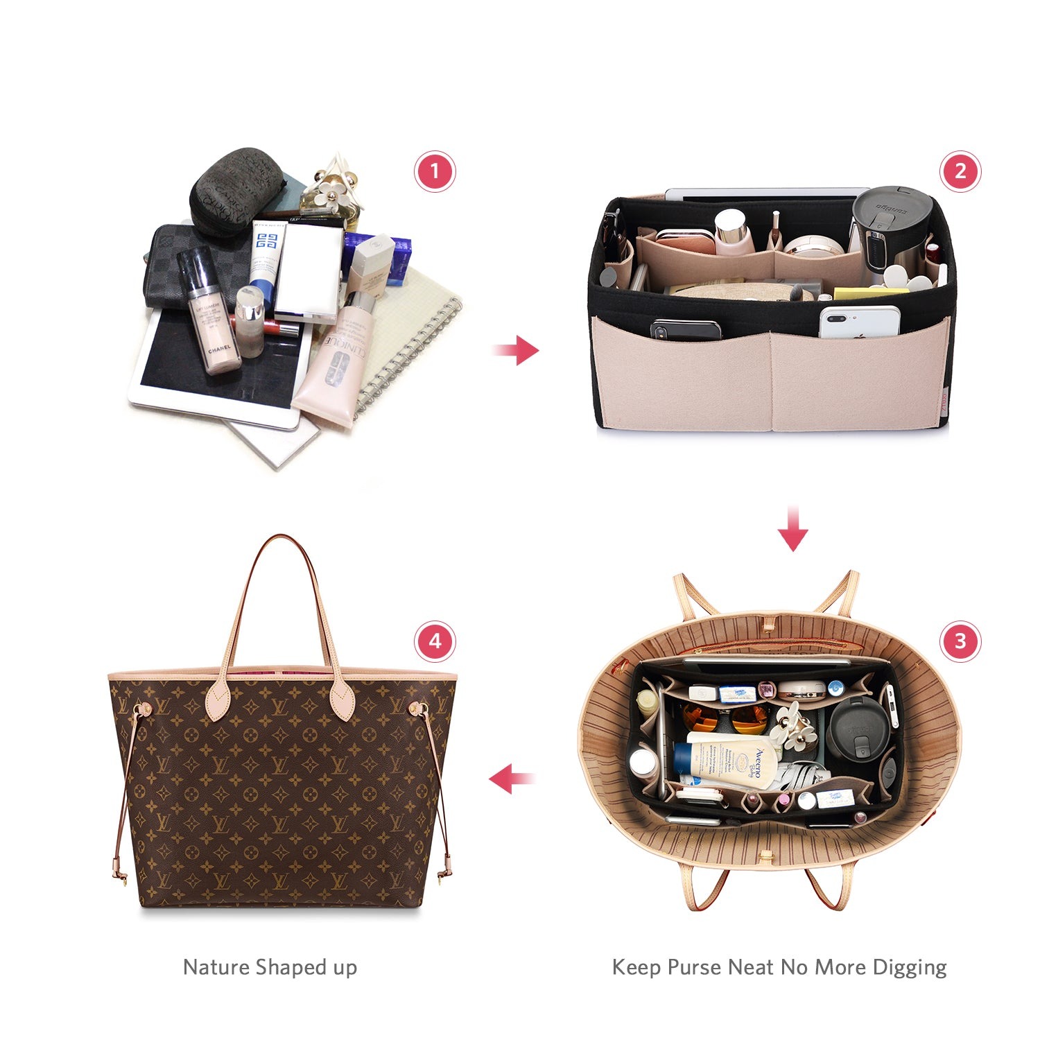 Organisateur de sac à main en feutre – Très grande taille (Convient au Speedy 40 / Neverfull GM) product image 48