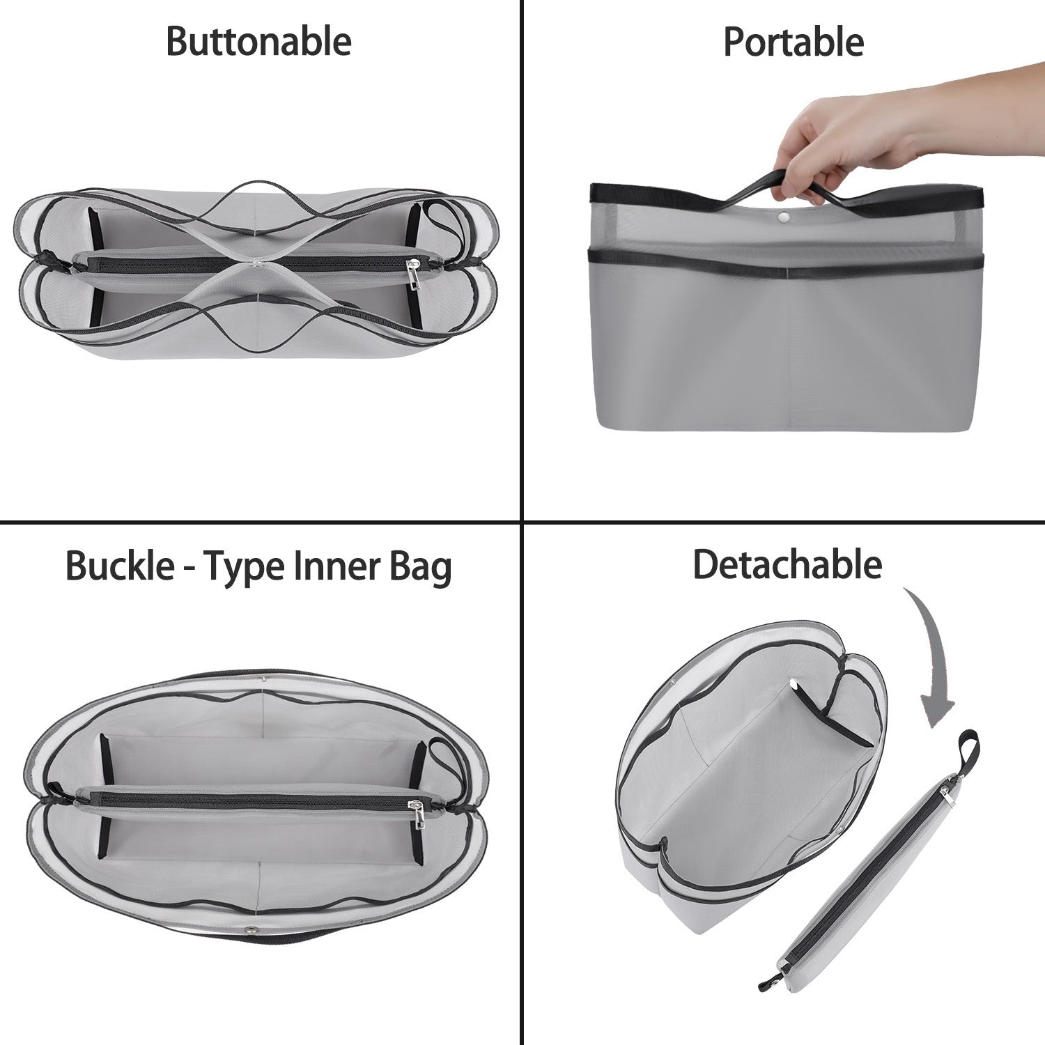 Wkładka Organizująca do Torebek – Organizer w Formie Siatki z Zamkiem Błyskawicznym, Pasuje do Speedy, Neverfull PM/MM, Le Pliage – Średnia, Duża, Bardzo Duża product image 20
