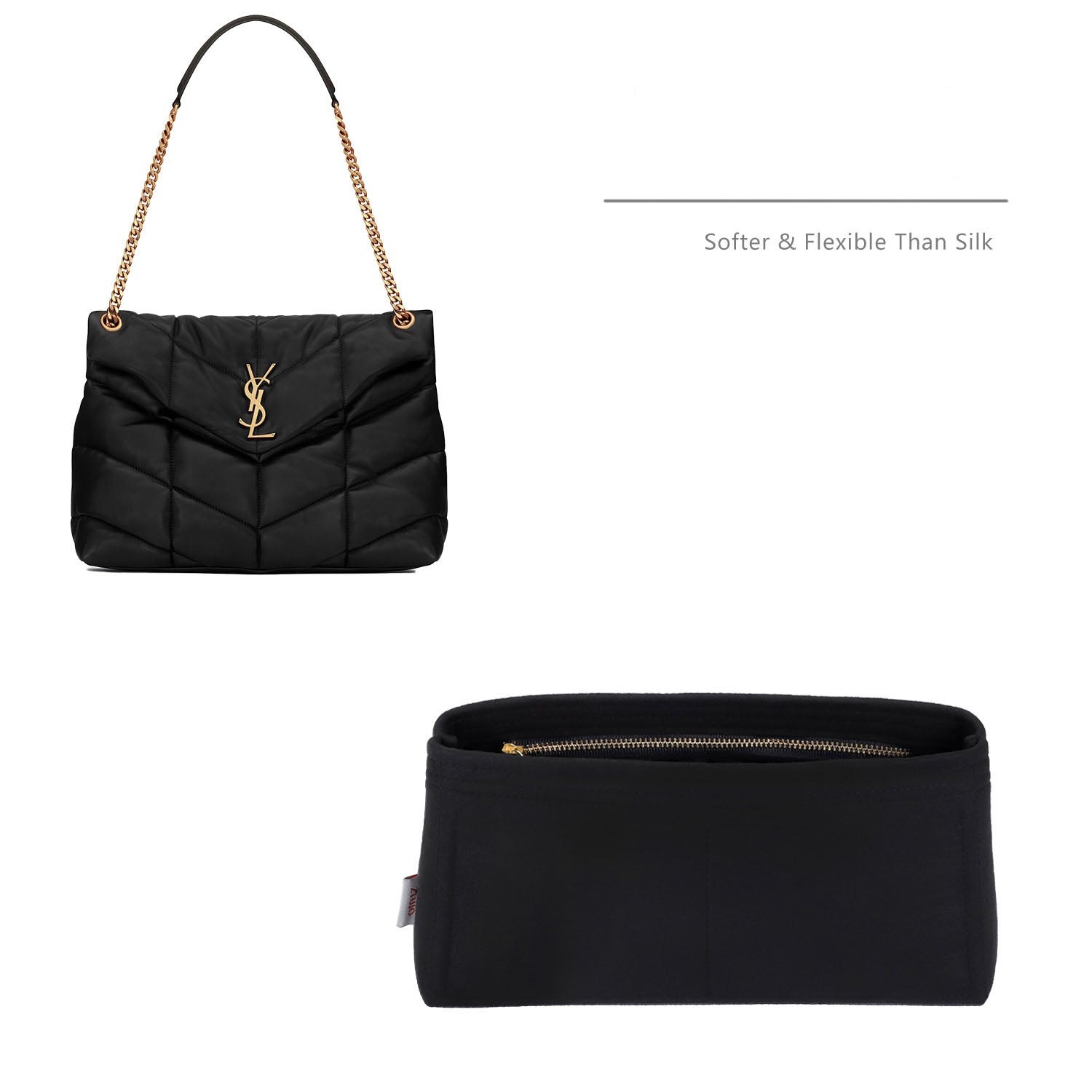 프리미엄 YSL 퍼퍼 토이/스몰/미디엄 호환 파우치 오거나이저 – 5포켓 펠트 인서트