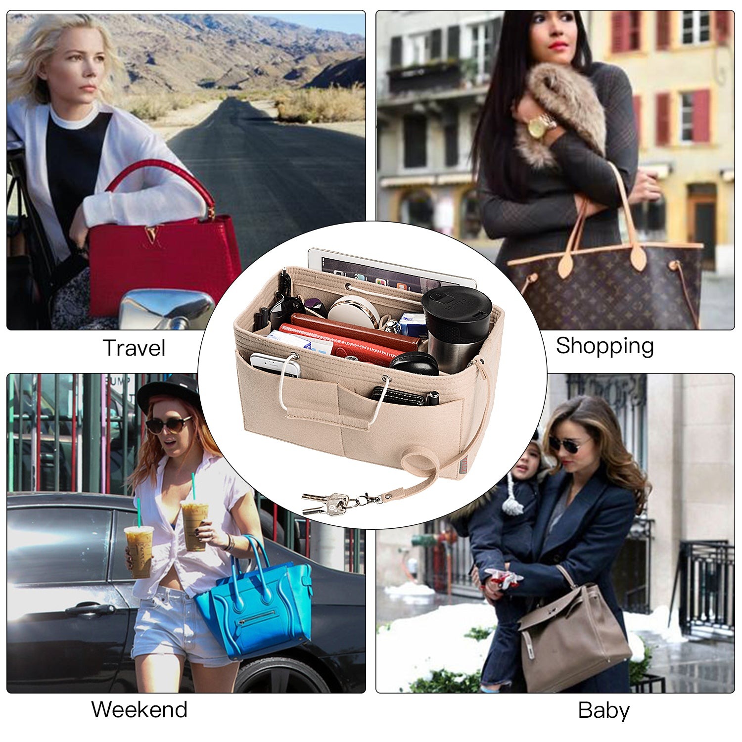 Organizer Tas Felt Multi-Saku dengan Gagang – Cocok untuk LV Speedy 30, 35 & Neverfull MM (Sedang/Besar) product image 28