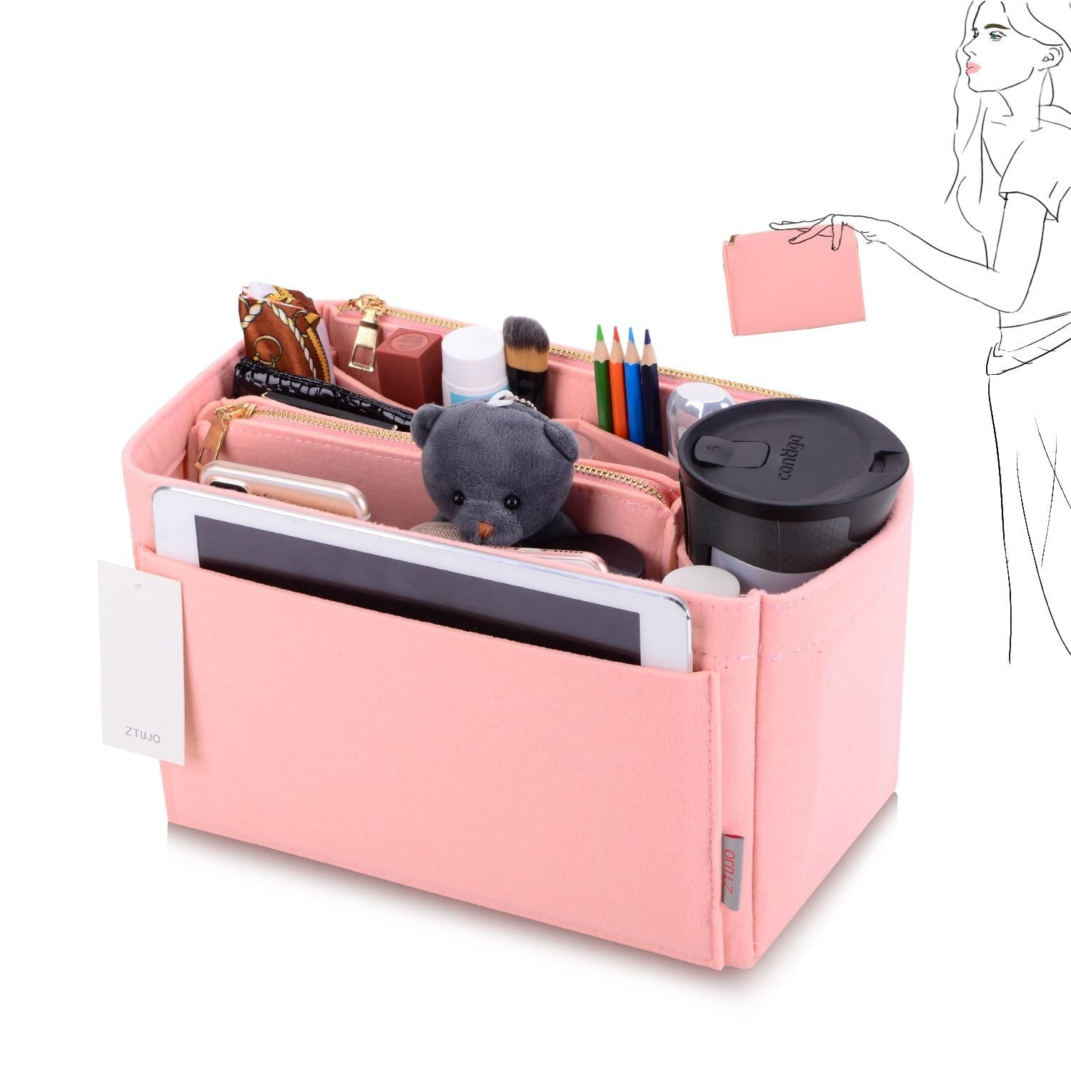 Organizador Interno para Bolsa LV Speedy, Neverfull, Graceful, Tote – Estruturador de Bolsa em Feltro