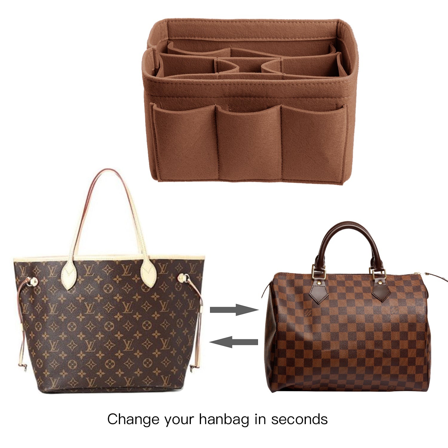 Vložka INNERBAG do kabelky se šitým dnem pro LV Speedy 35 a Neverfull MM – velká detail image 19