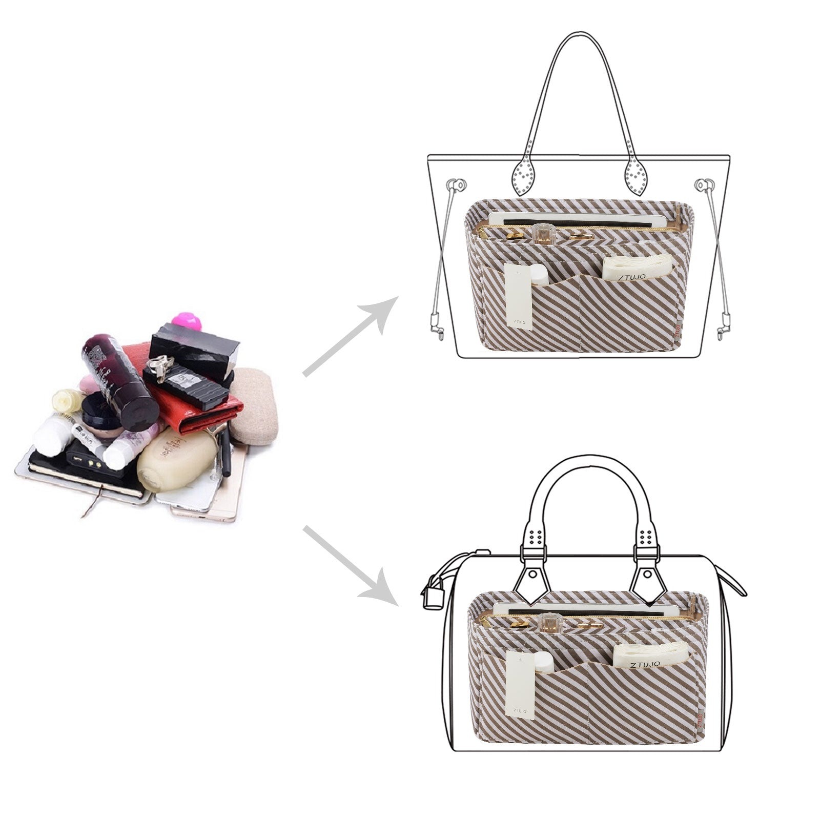 Organizador para Bolsa LV Speedy Neverfull Tote – 6 Tamanhos, Insert de Feltro para Bolsa com Zíper product image 98