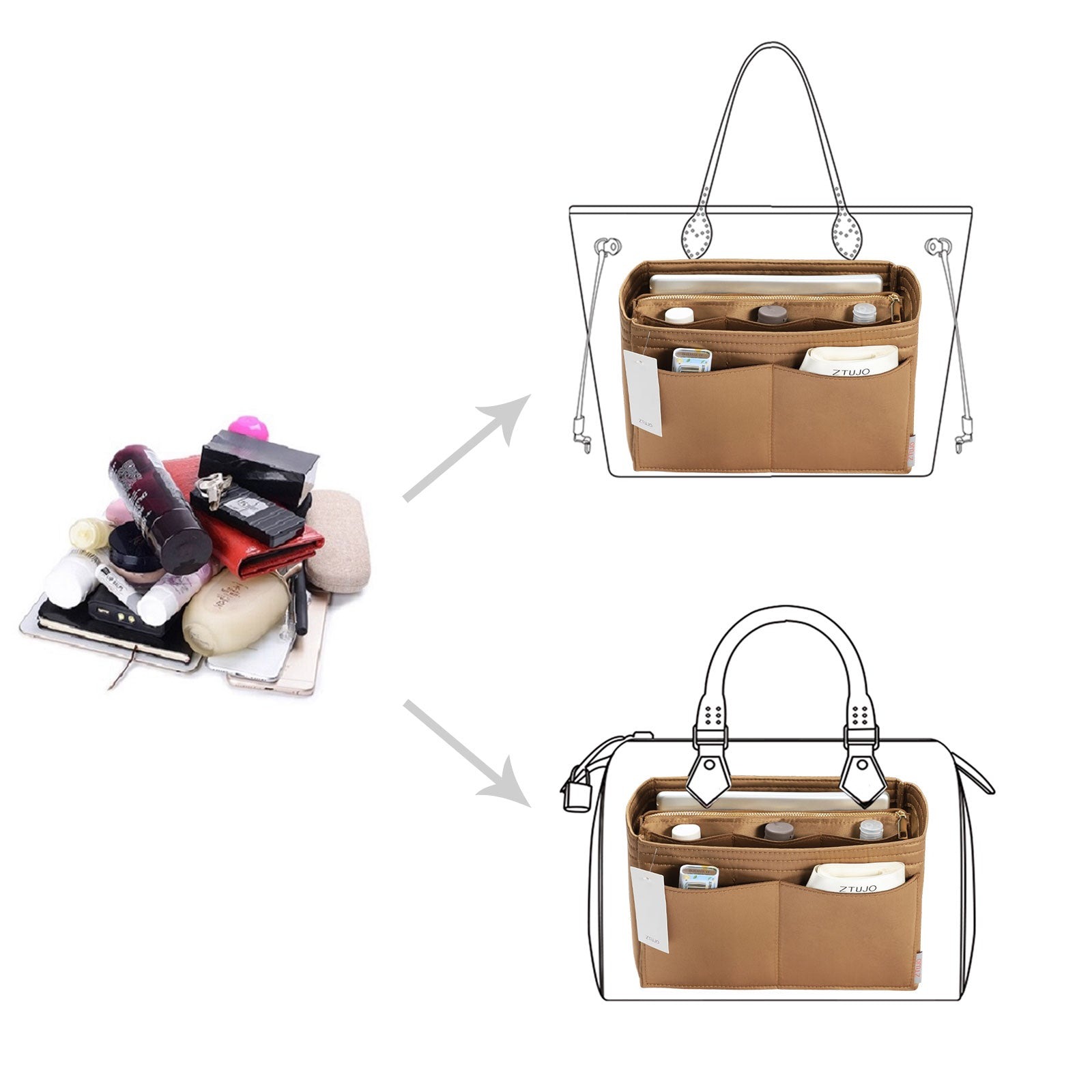 Organizador para Bolsa LV Speedy Neverfull Tote – 6 Tamanhos, Insert de Feltro para Bolsa com Zíper product image 128