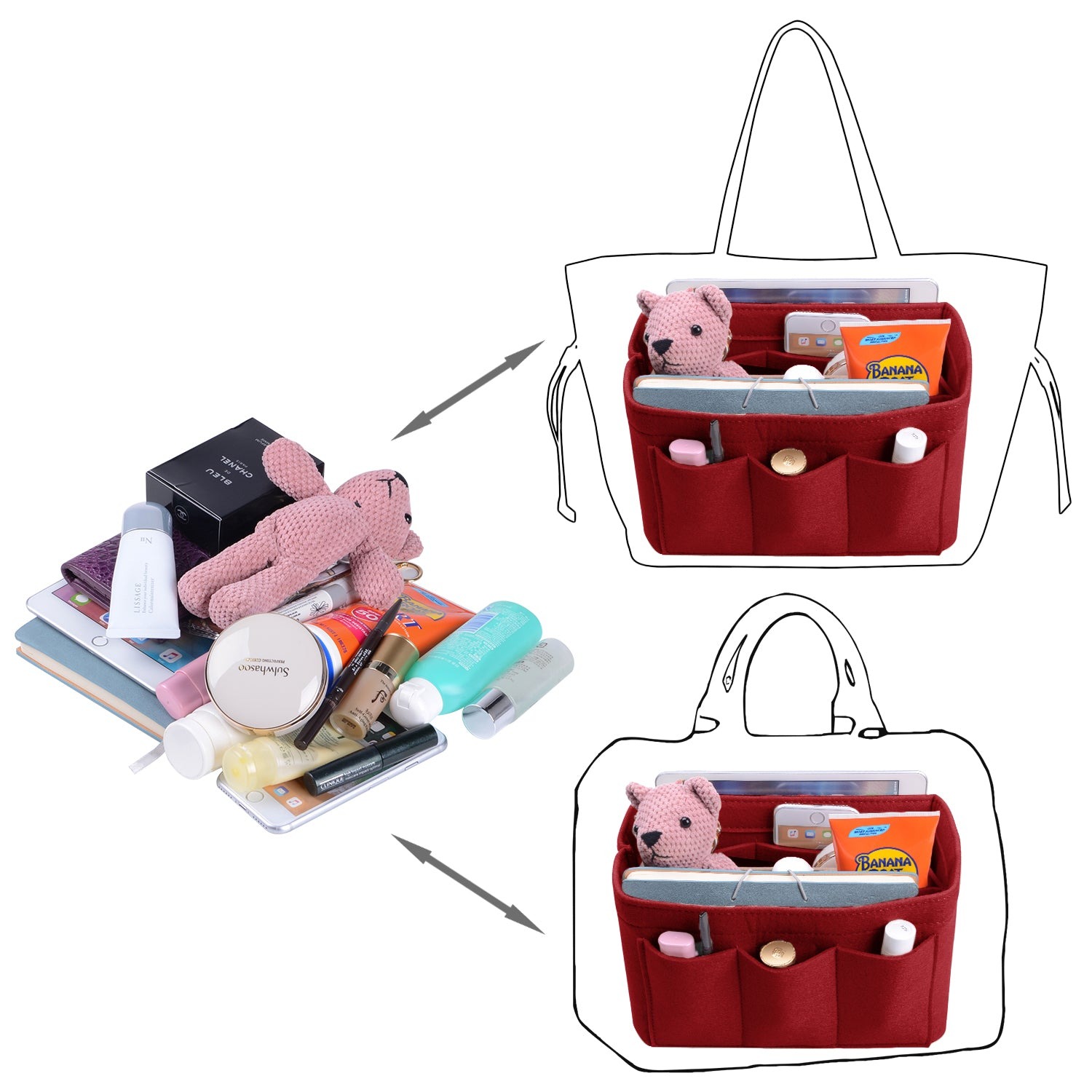Vložka INNERBAG do kabelky se šitým dnem pro LV Speedy 35 a Neverfull MM – velká detail image 6