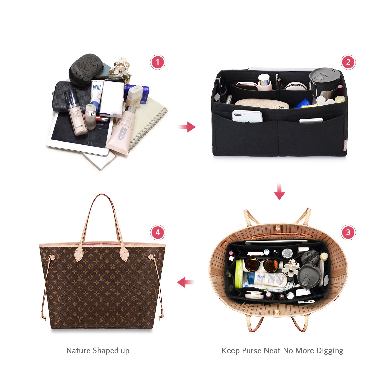 Organisateur de sac à main en feutre – Très grande taille (Convient au Speedy 40 / Neverfull GM) product image 13