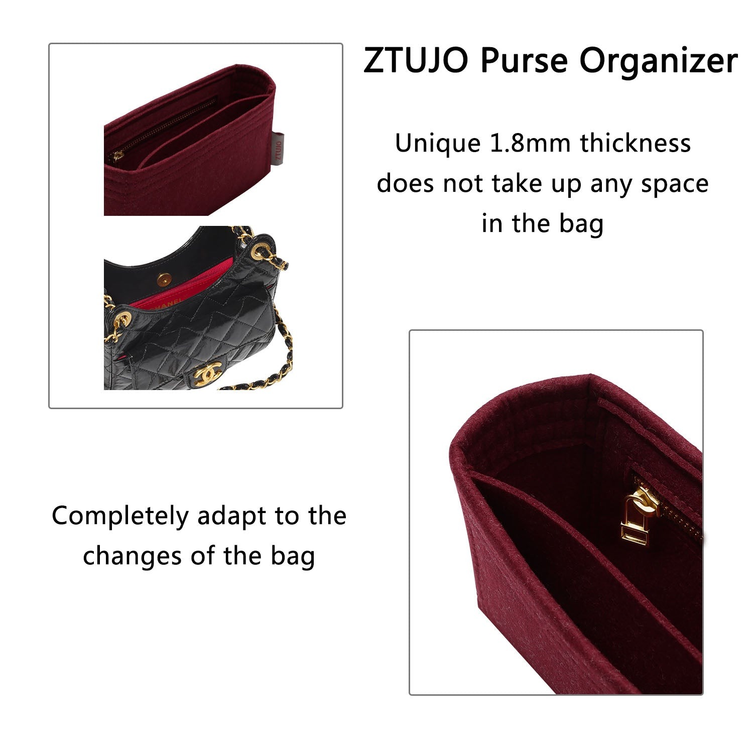 Premium pung-organizer til Chanel 23C/23P Cruise Hobo Bag, lille / mellem product image 6
