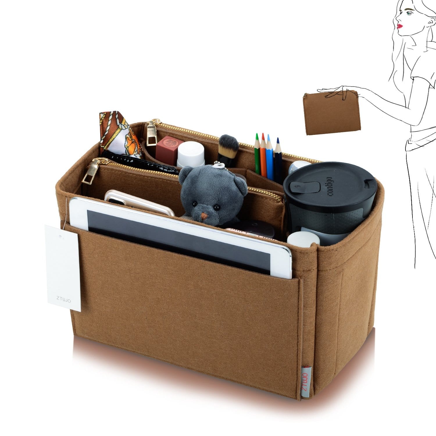 Vložka a organizér do kabelky pro LV Speedy, Neverfull, Graceful, Tote – plstěný tvarovač kabelky product image 30