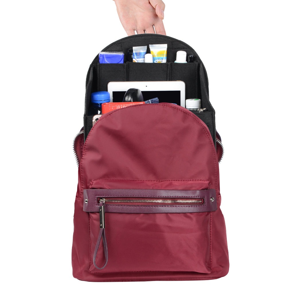 Organizador de bolso de fieltro para mochilas: compatible con bolsos redondos y cuadrados, en beige/gris/marrón/negro. product image 17