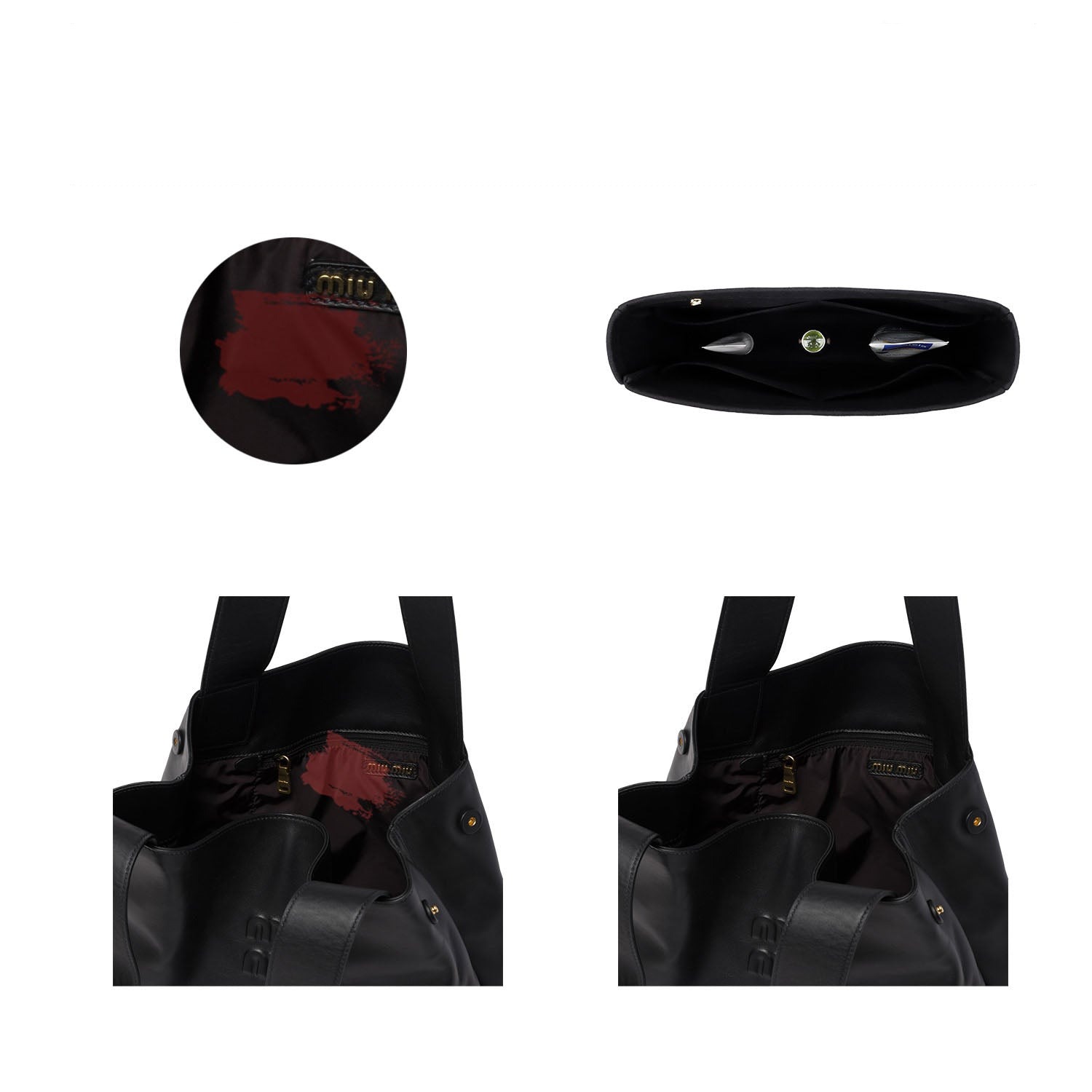 Внутрішній органайзер INNERBAG для шкіряної сумки-хобо Miu Miu – 5 кишень, блискавка YKK, індивідуальний колір product image 4