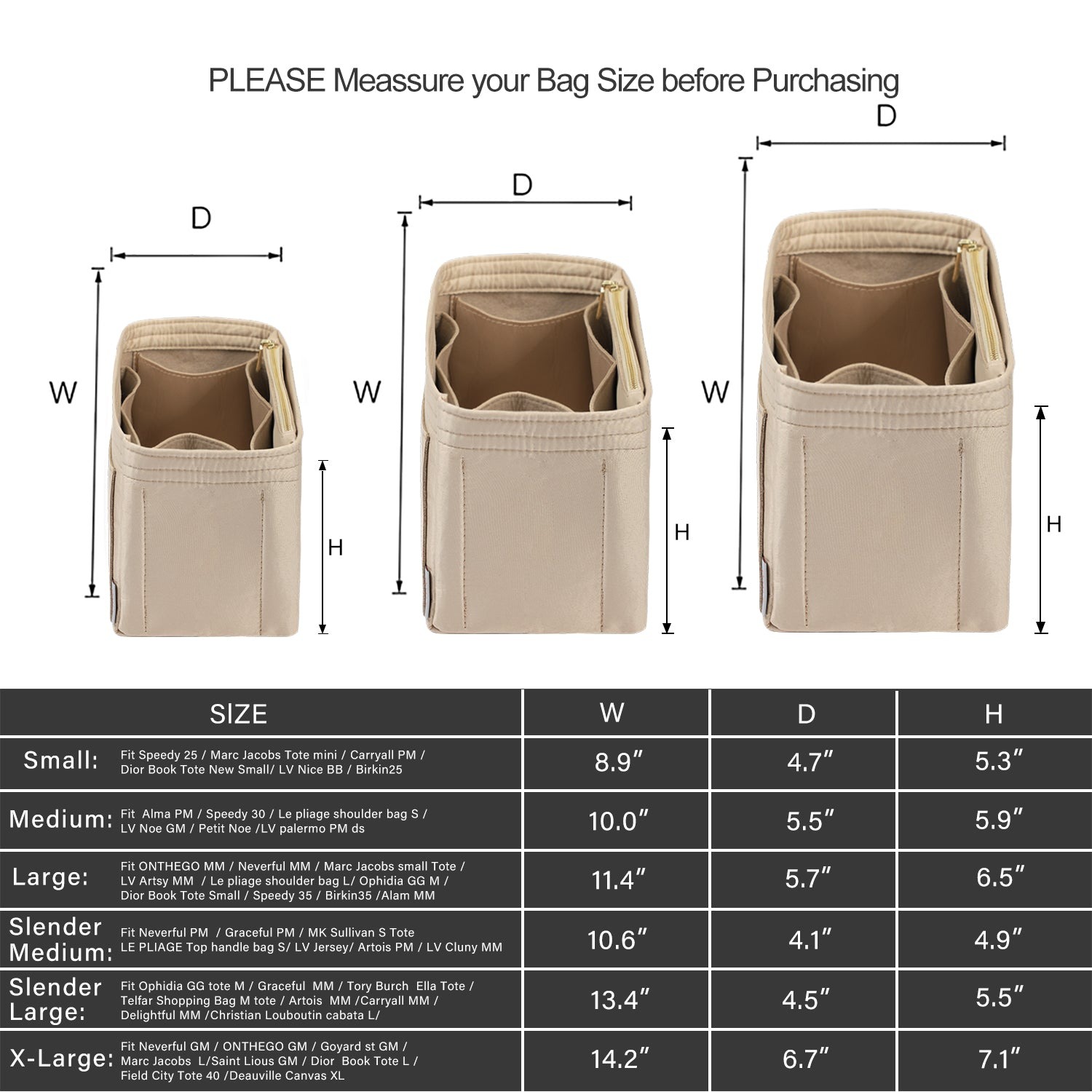 Handtaschen-Organizer-Einsatz – Passend für Speedy, Neverfull, Tote, ONTHEGO, Artsy und mehr product image 2