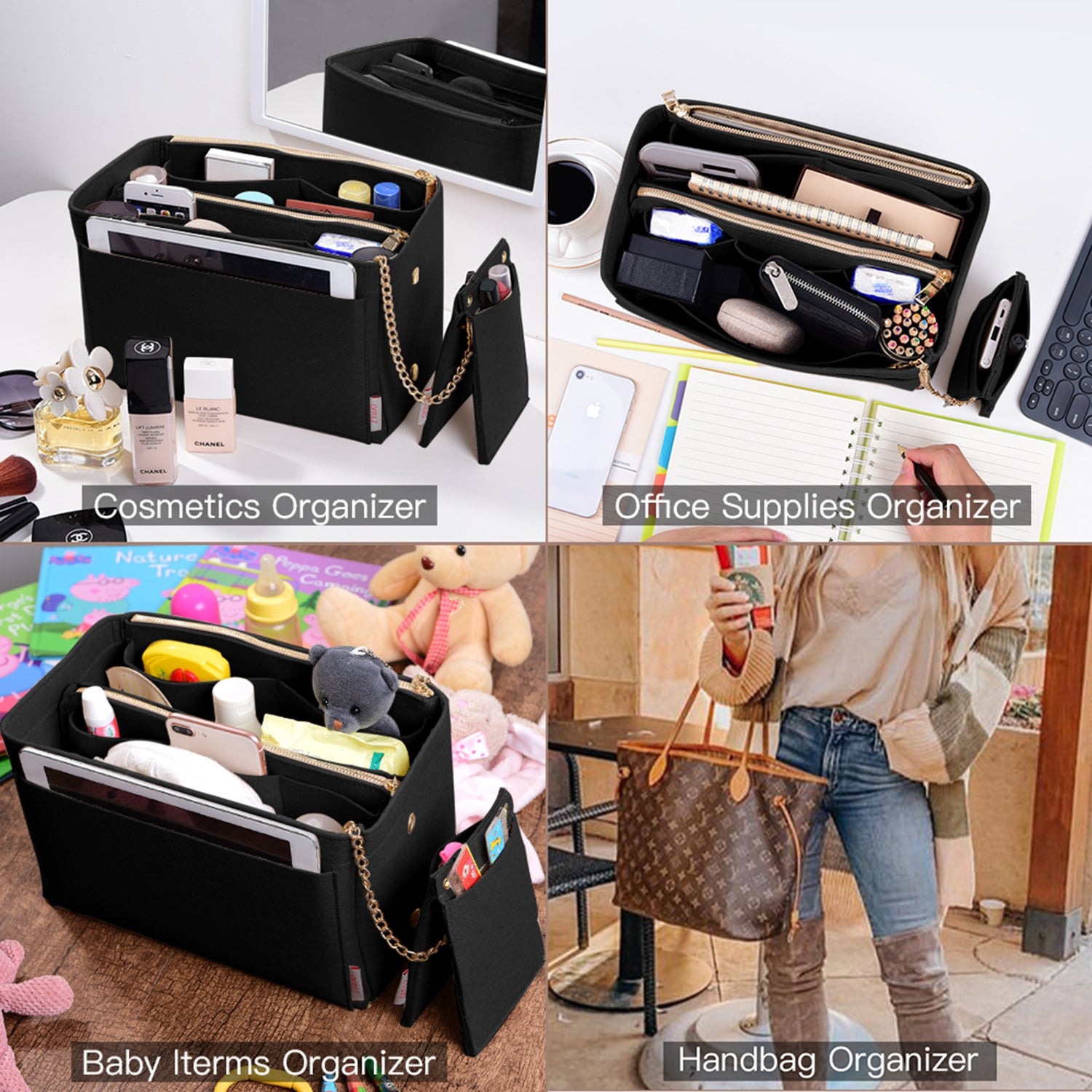 Vložka do kabelky pro návrhářské kabelky s kapsou blokující RFID – sedí na LV Speedy, Neverfull a další product image 21