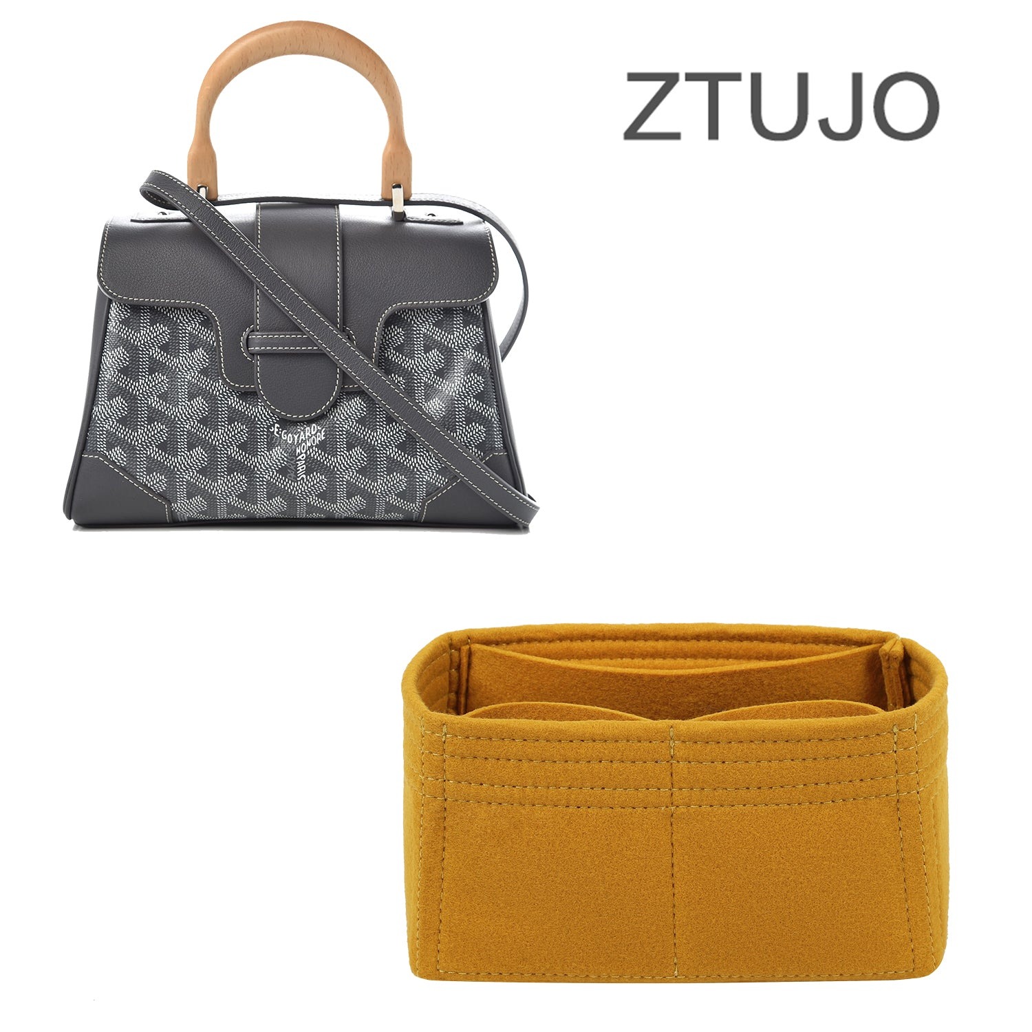 Prémium táskarendező Goyard Saigon Mini / PM modellekhez – 4 zseb, puha nemez
