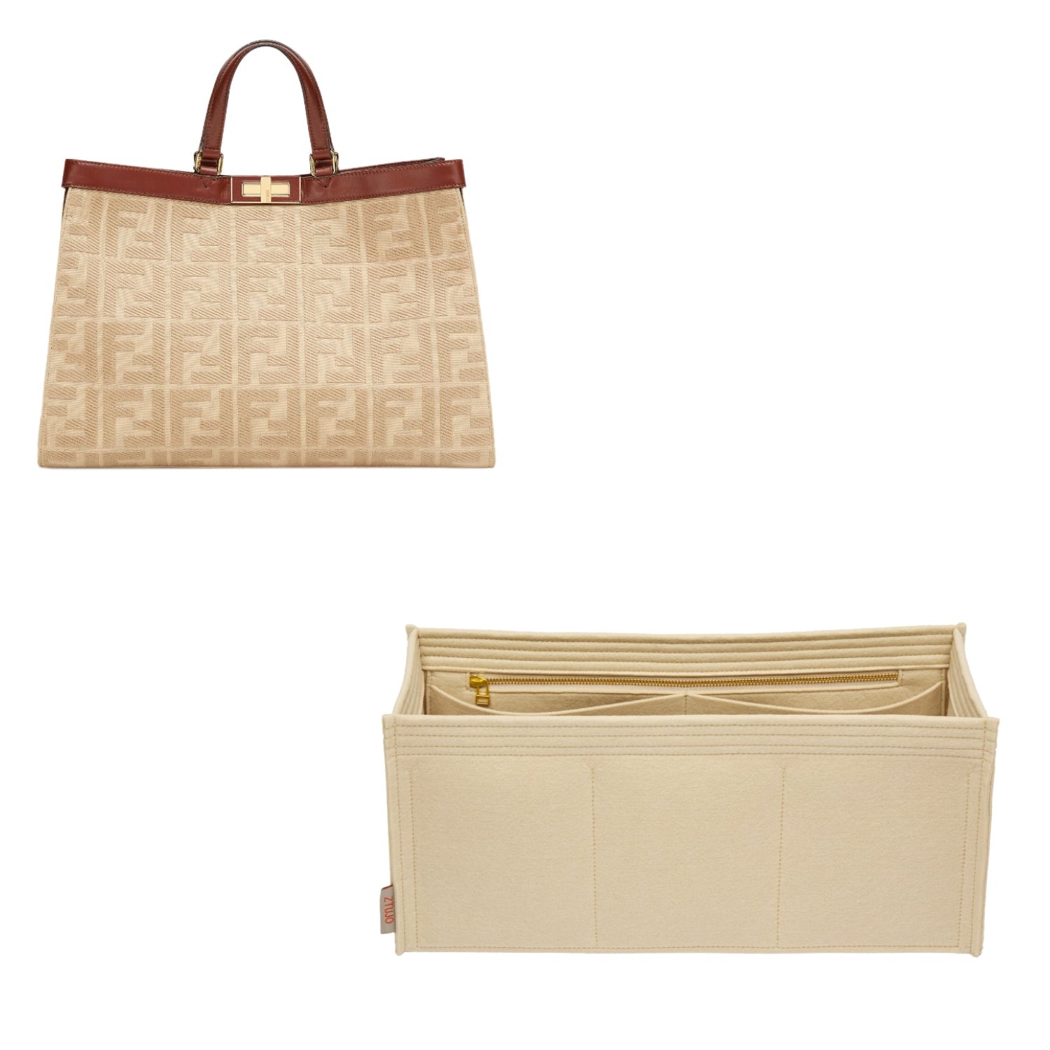 Penyusun Beg untuk Fendi Peekaboo X Tote Medium – Penyisip Felt 6 Poket product image 2