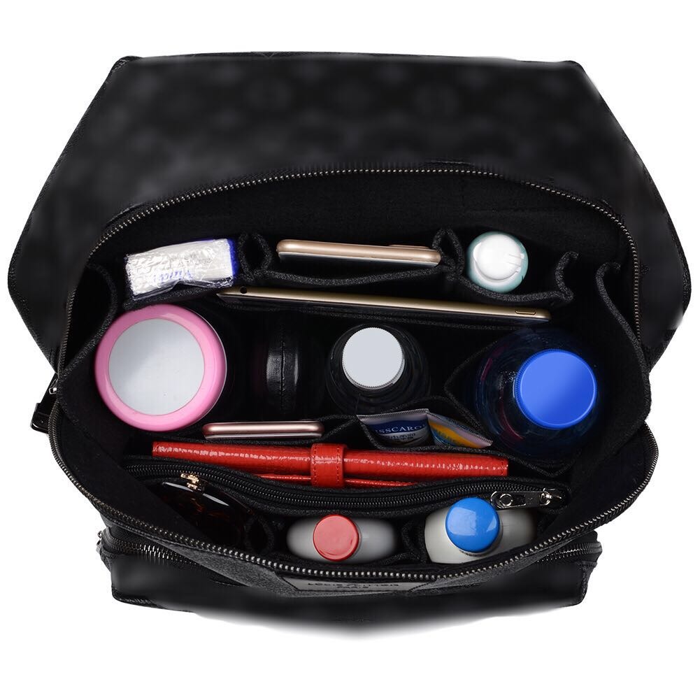 Organizador de bolso de fieltro para mochilas: compatible con bolsos redondos y cuadrados, en beige/gris/marrón/negro. product image 4