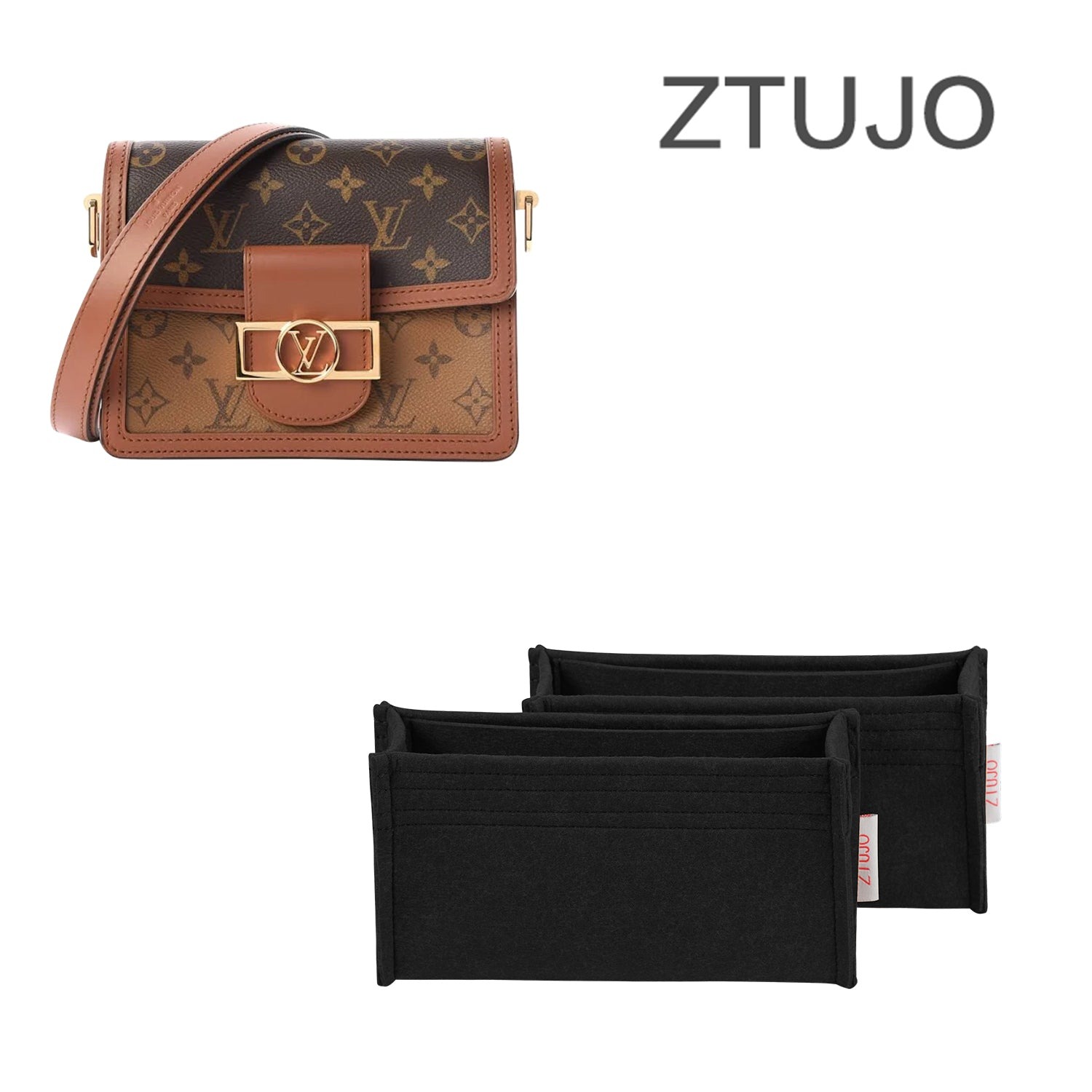 Organizador de bolsa premium para LV Dauphine Mini / Médio – 2 bolsos, feltro macio
