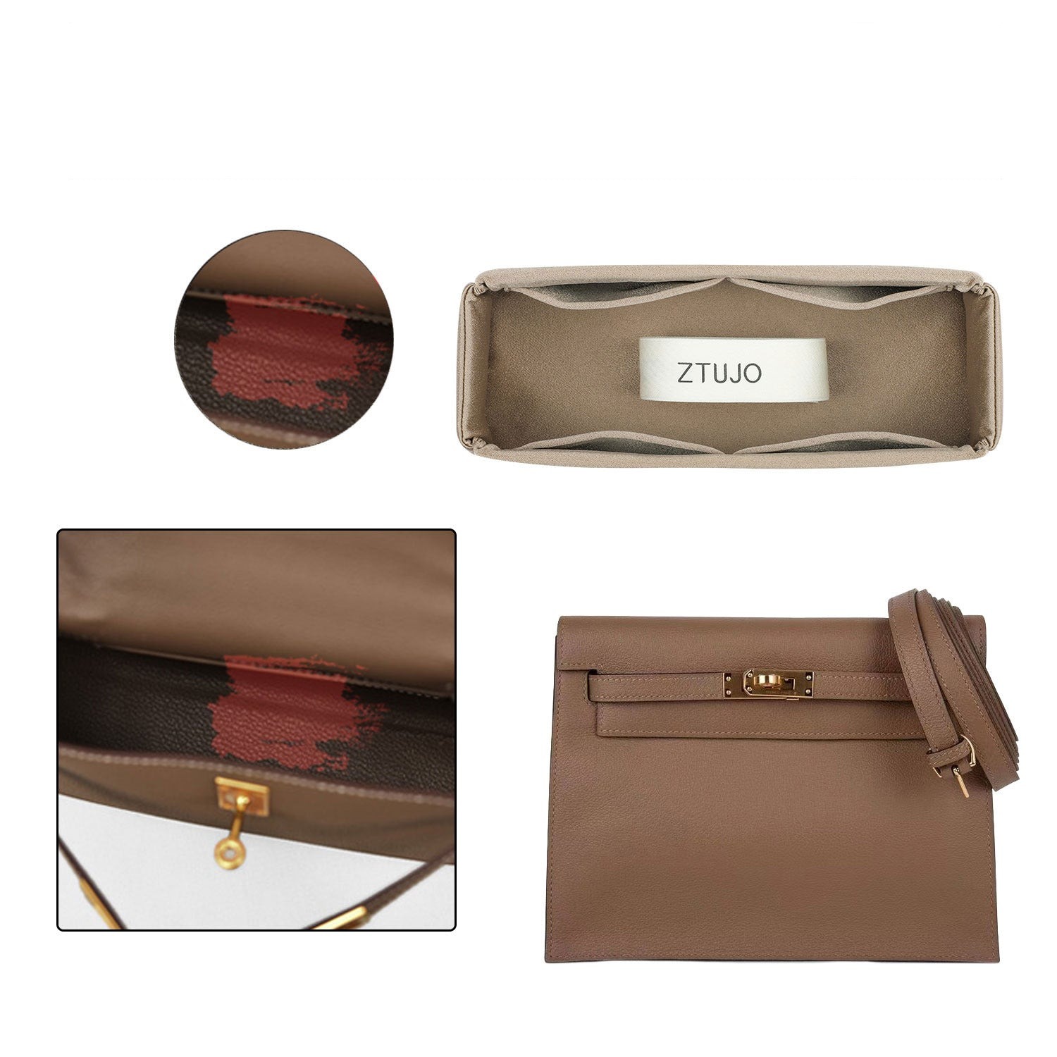 ผ้าไหมและซาติน ออร์แกไนเซอร์ใส่กระเป๋าถือ สำหรับ Hermes Kelly Danse – 4 ช่อง product image 5