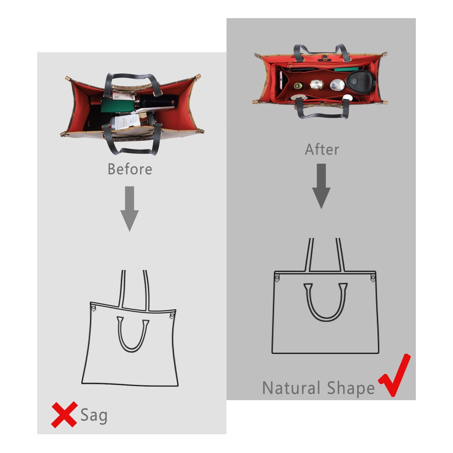 Handtaschen-Organizer-Einsatz – Passend für Speedy, Neverfull, Tote, ONTHEGO, Artsy und mehr product image 12