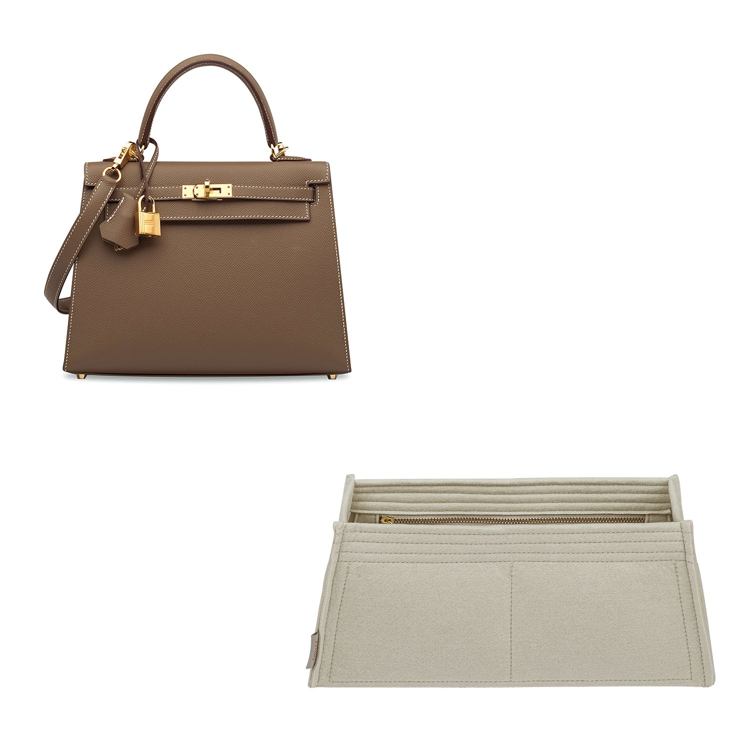 Vložka do kabelky pro Hermes Kelly 25 / 28 / 32 / 35 / 40 – plstěná vložka s 5 kapsami product image 8